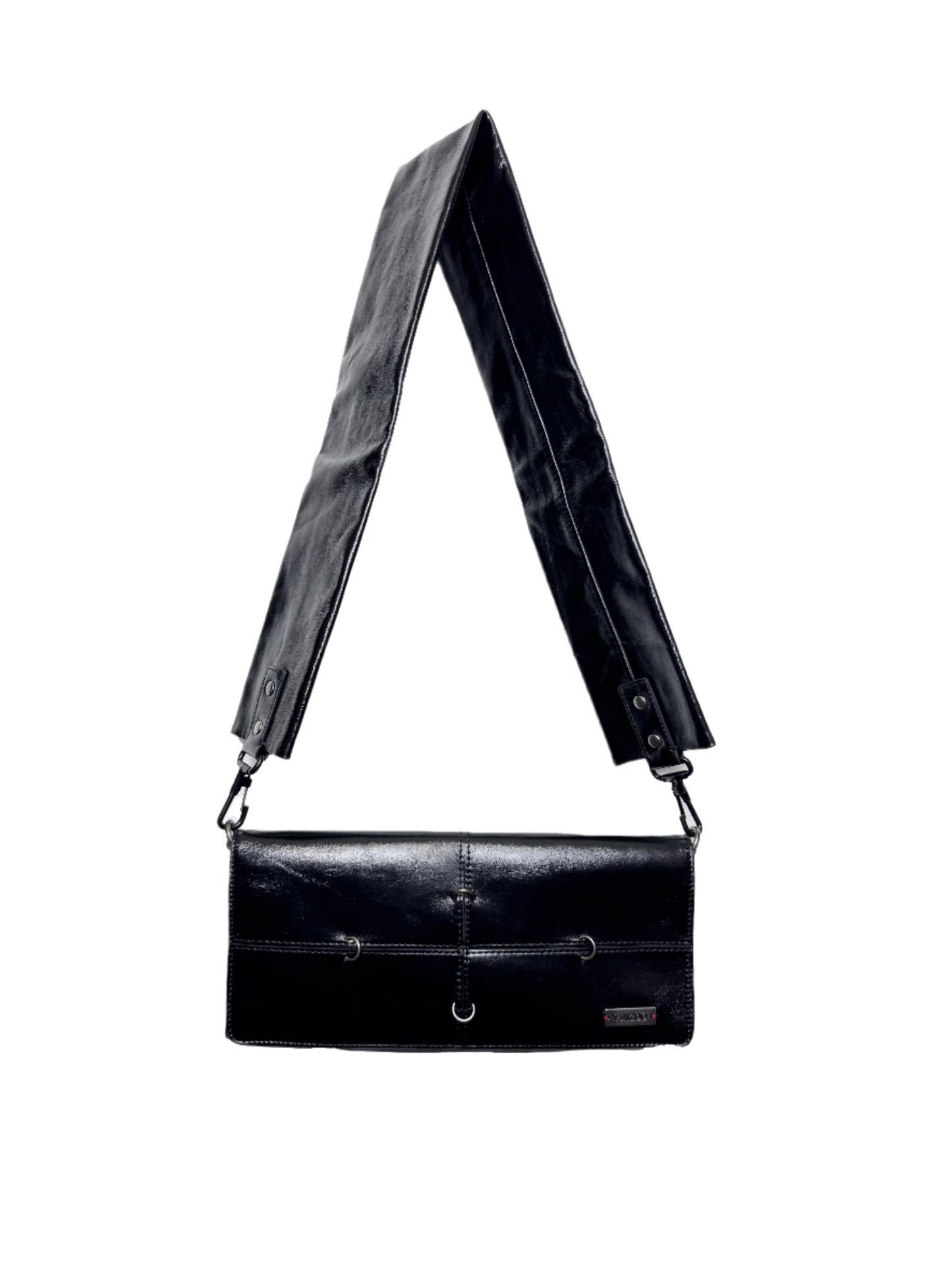 Wide Strap Wallet Bag (Dark Red/Black)