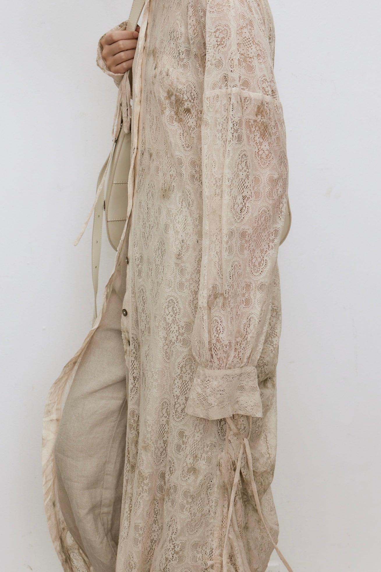 Long dress shirt(Wormwood dyed lace)