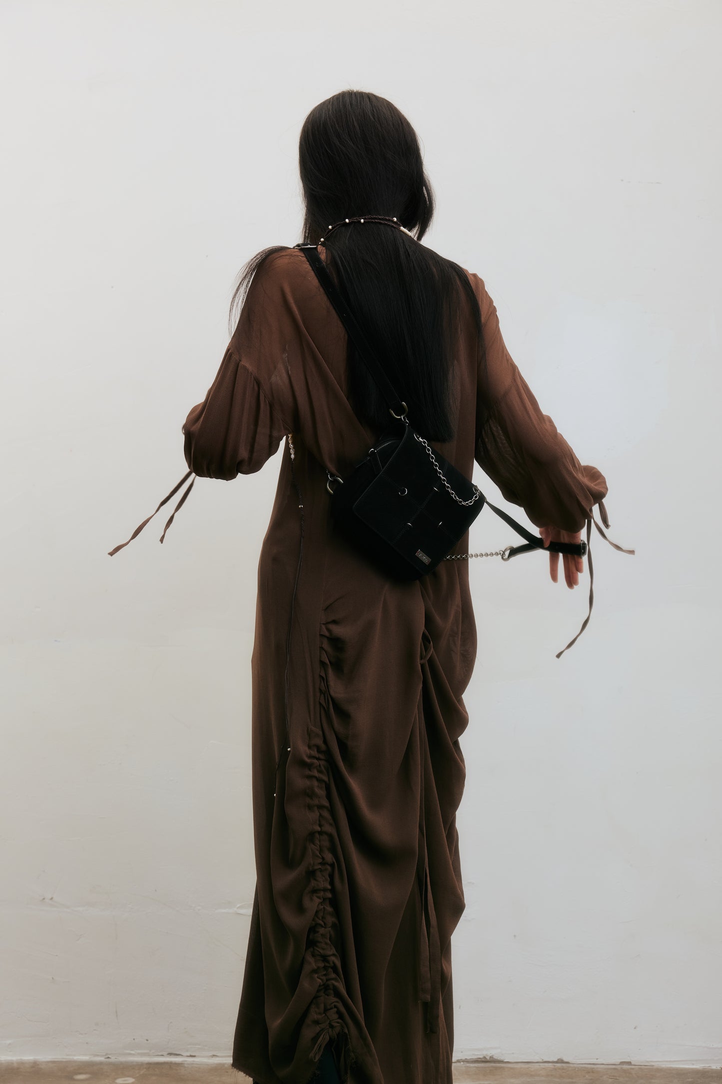 Square Otaiko Backpack(Dark brown/Black)