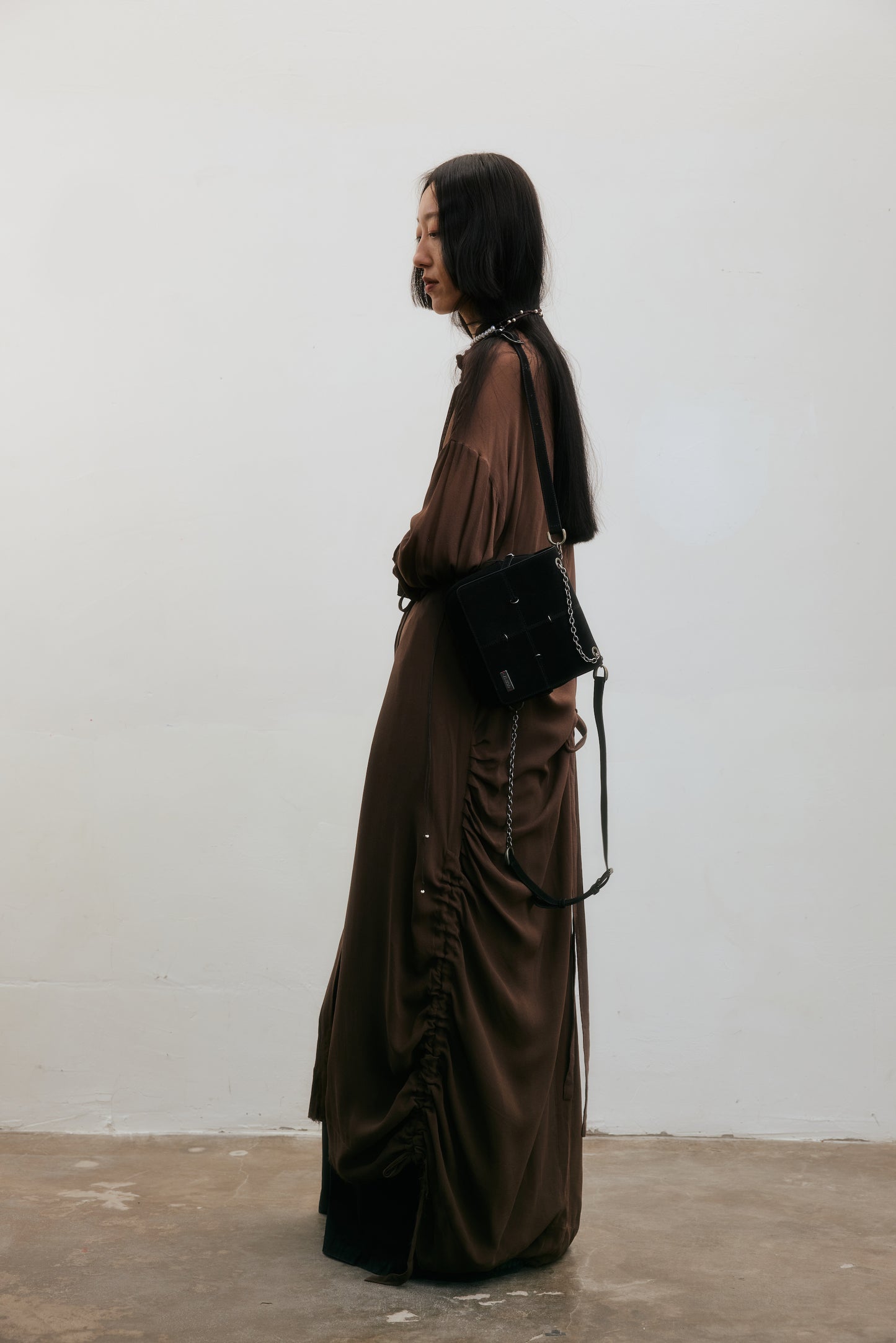 Square Otaiko Backpack(Dark brown/Black)