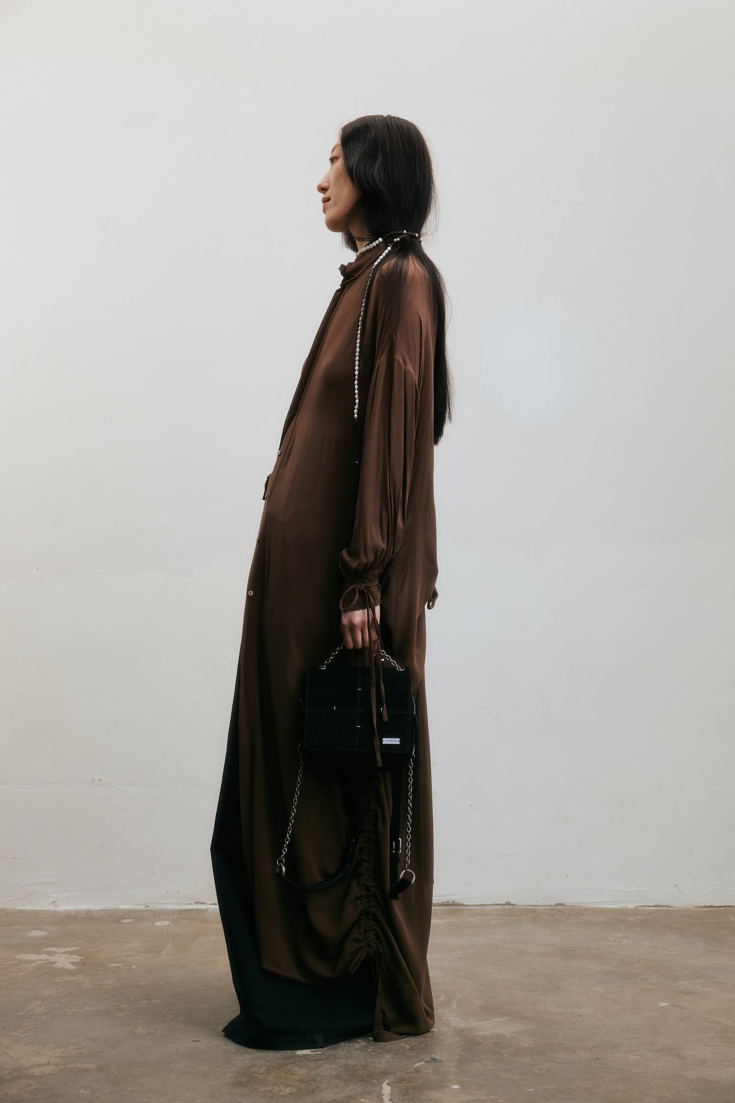 Square Otaiko Backpack(Dark brown/Black)