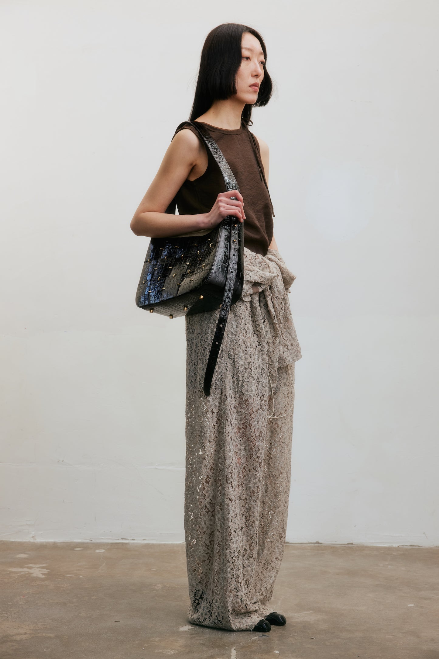 Dark Brown Crossbody Bag(Median)