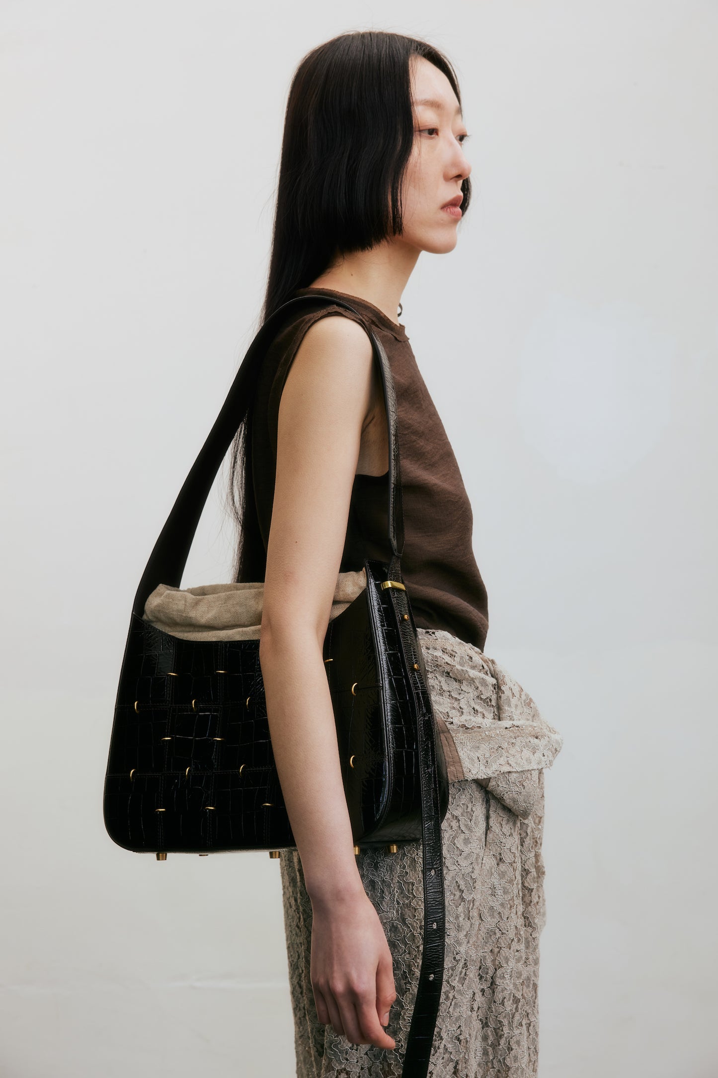 Dark Brown Crossbody Bag(Median)