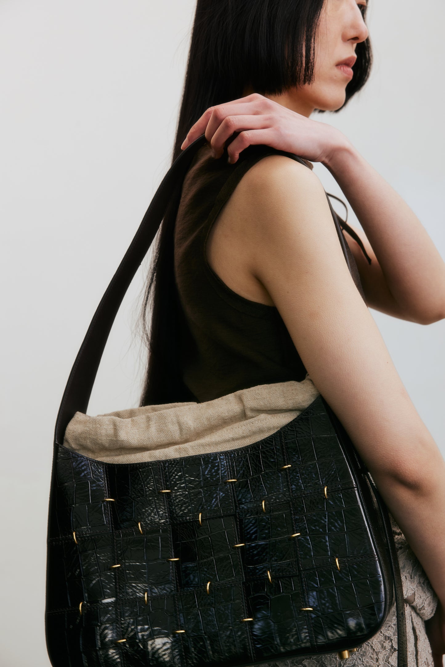 Dark Brown Crossbody Bag(Median)