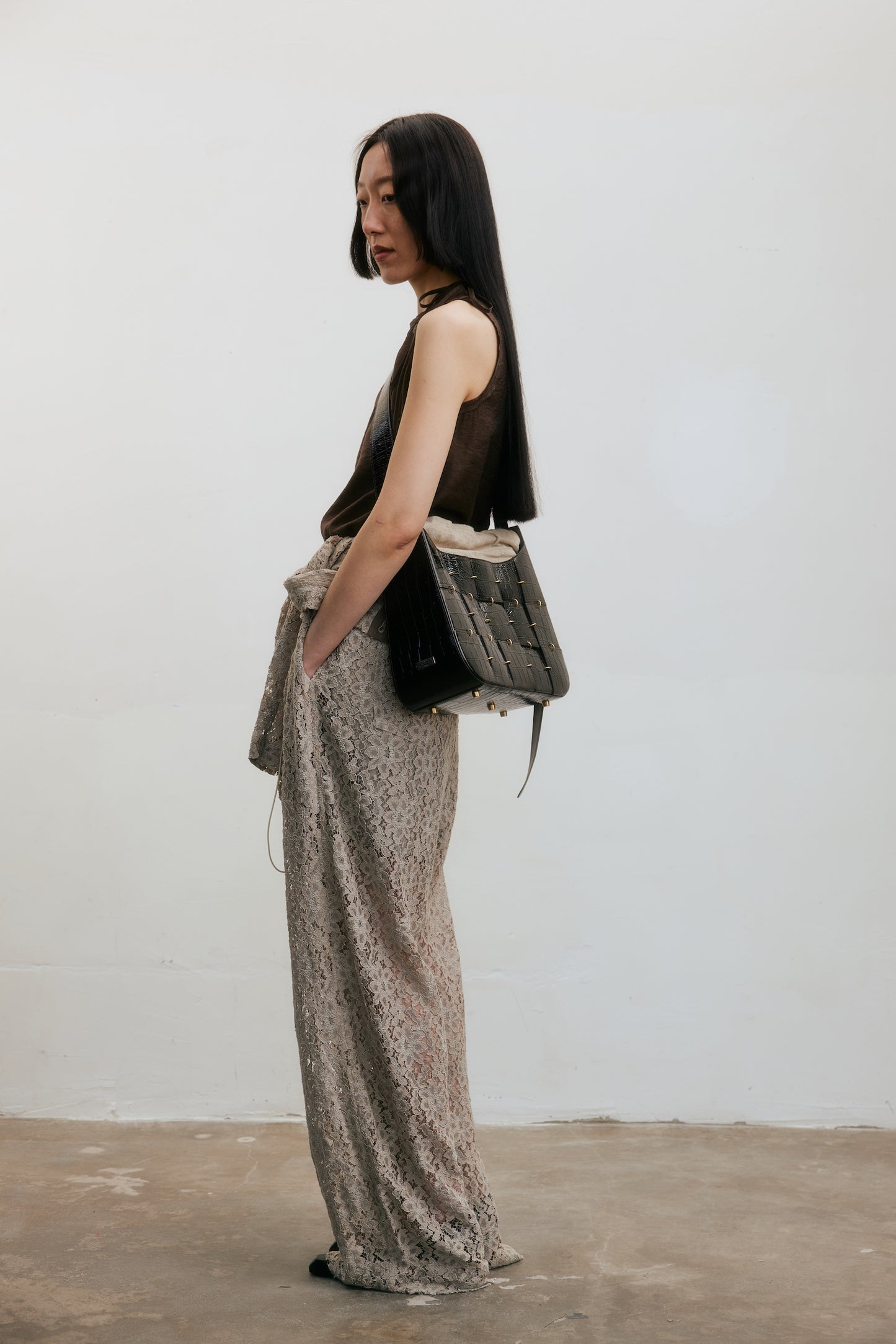 Dark Brown Crossbody Bag(Median)