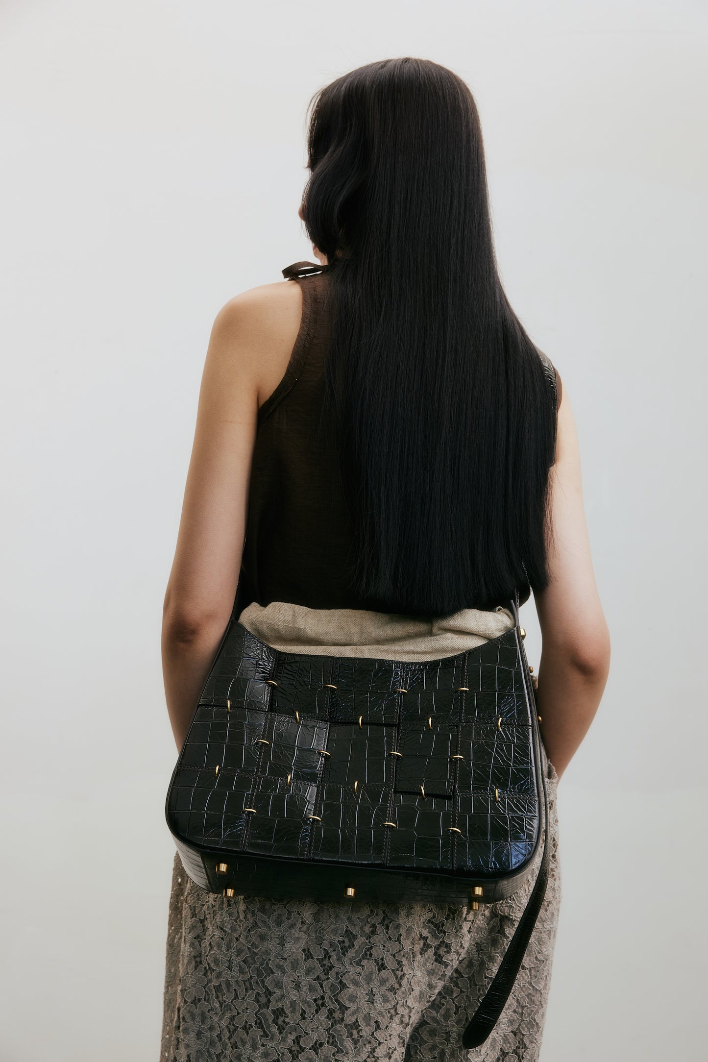 Dark Brown Crossbody Bag(Median)