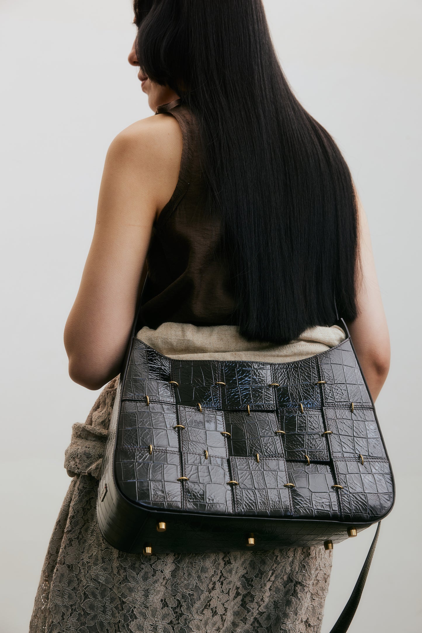 Dark Brown Crossbody Bag(Median)