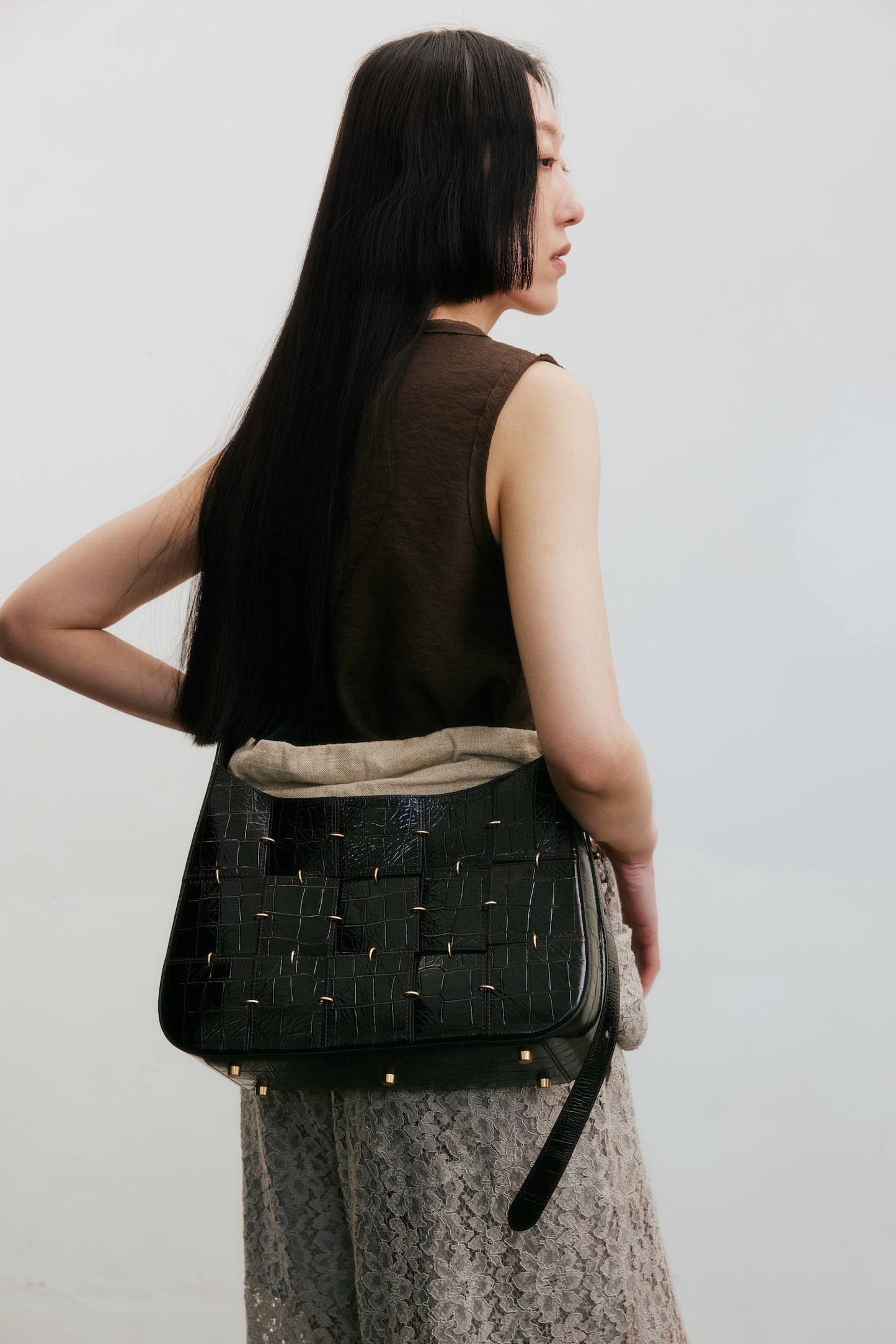 Dark Brown Crossbody Bag(Median)
