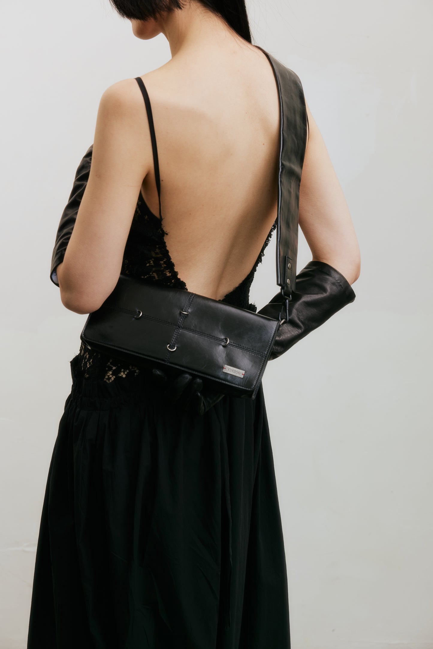 Wide Strap Wallet Bag (Dark Red/Black)