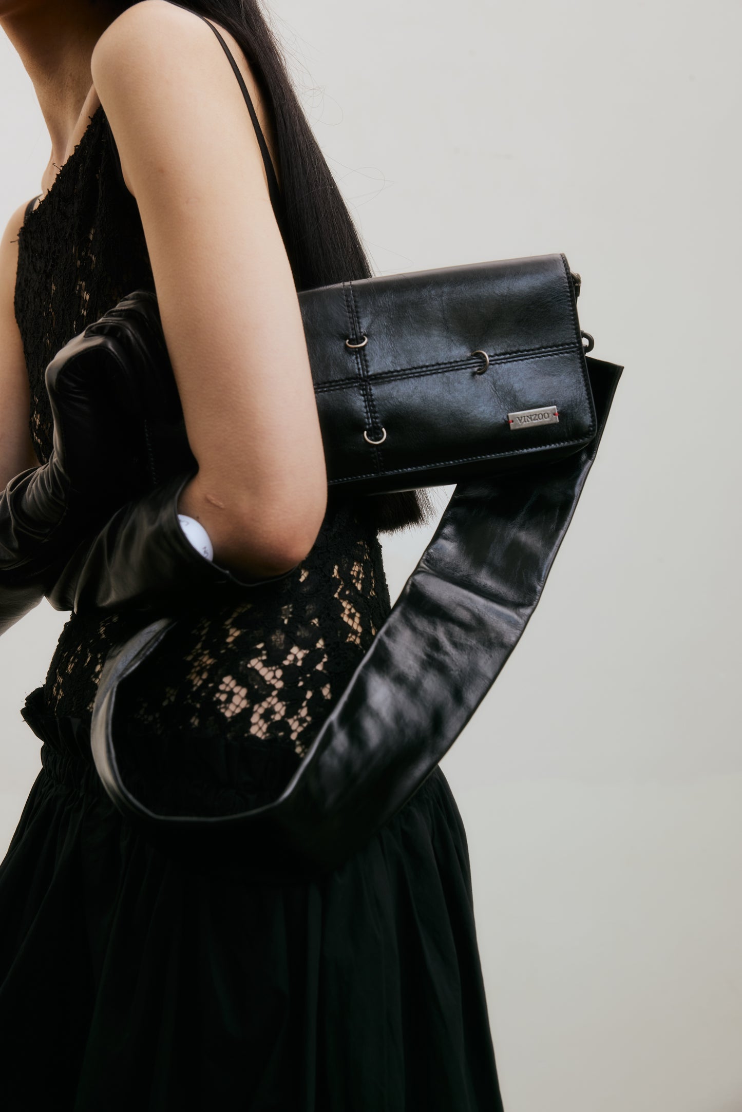 Wide Strap Wallet Bag (Dark Red/Black)