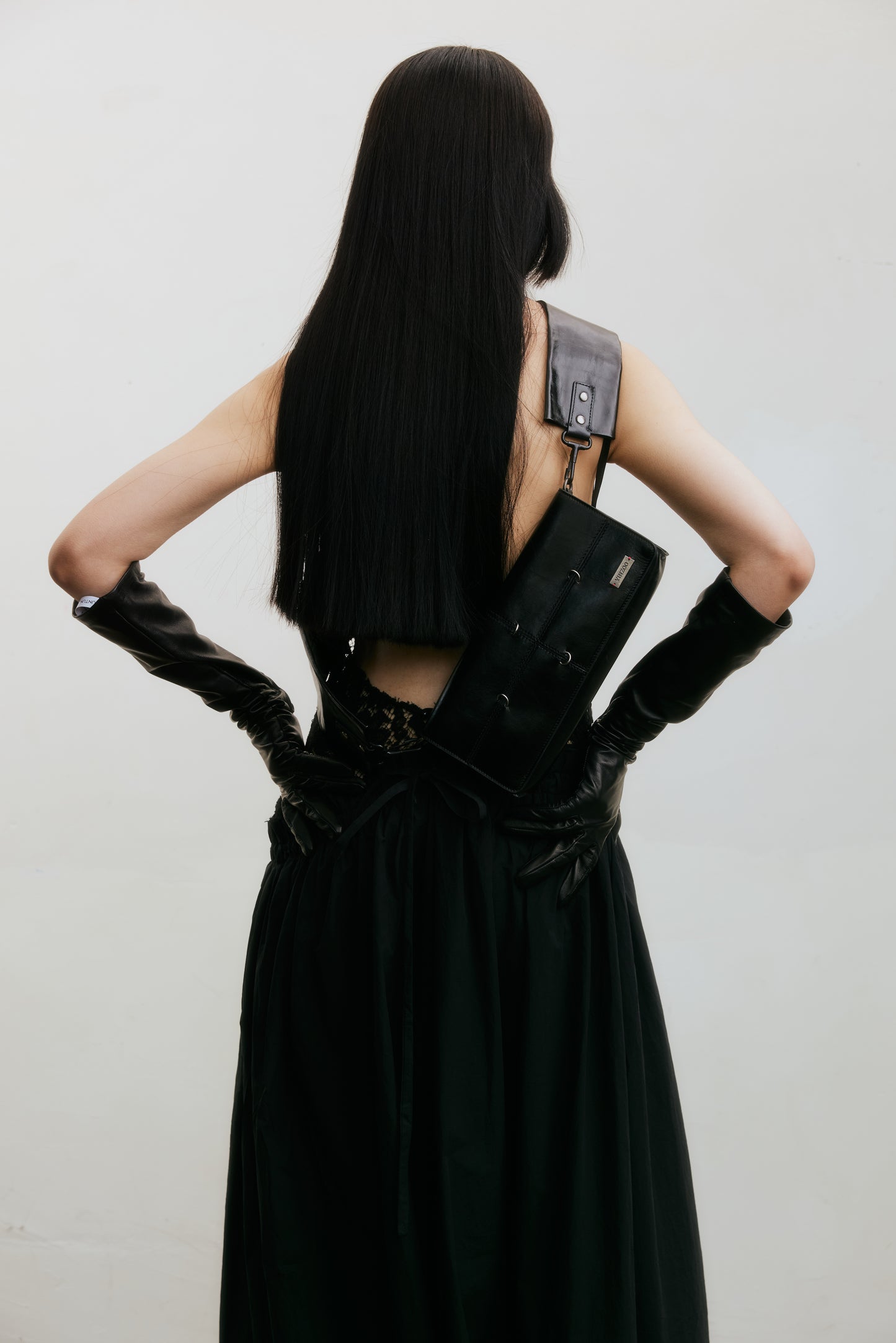 Wide Strap Wallet Bag (Dark Red/Black)