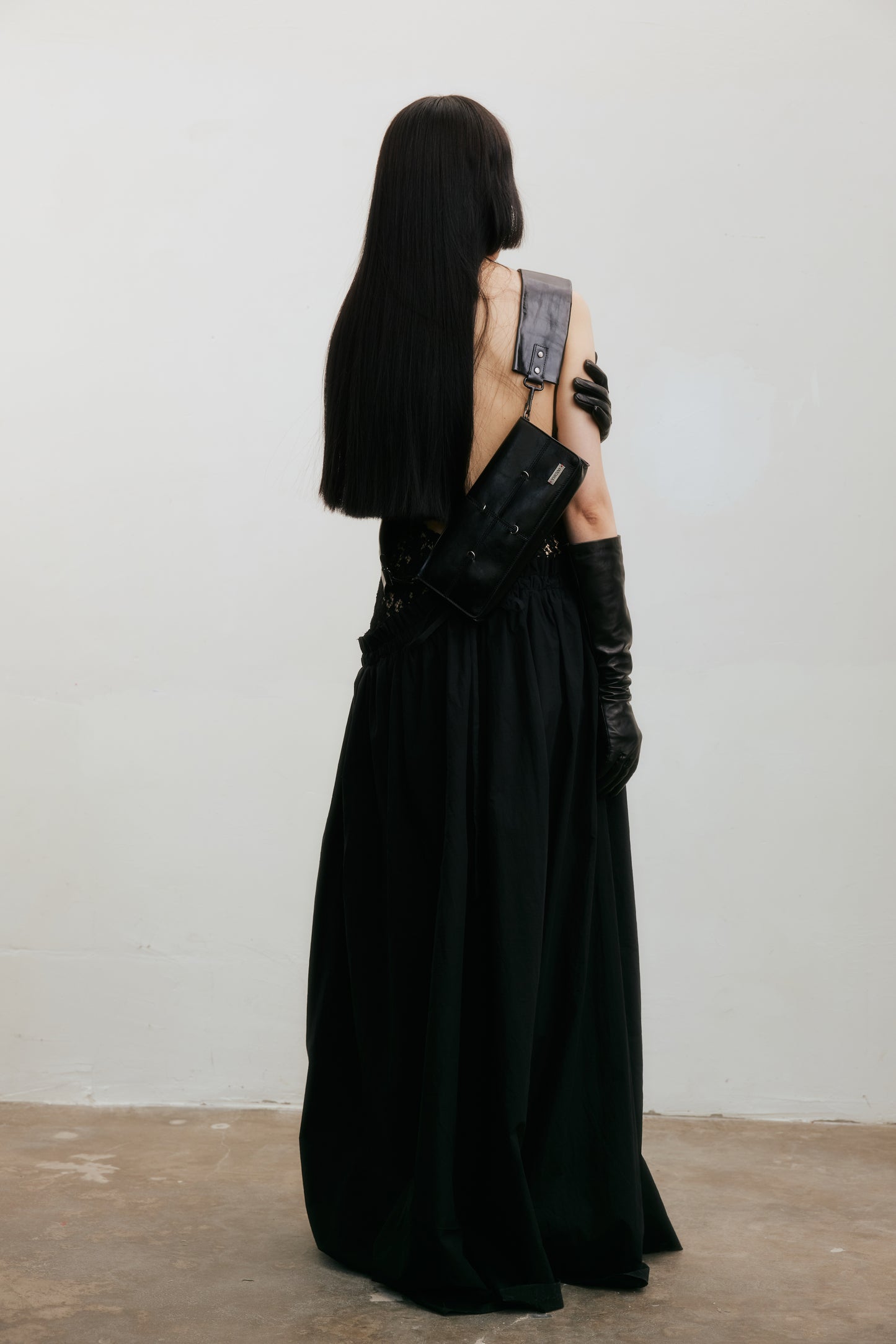 Wide Strap Wallet Bag (Dark Red/Black)