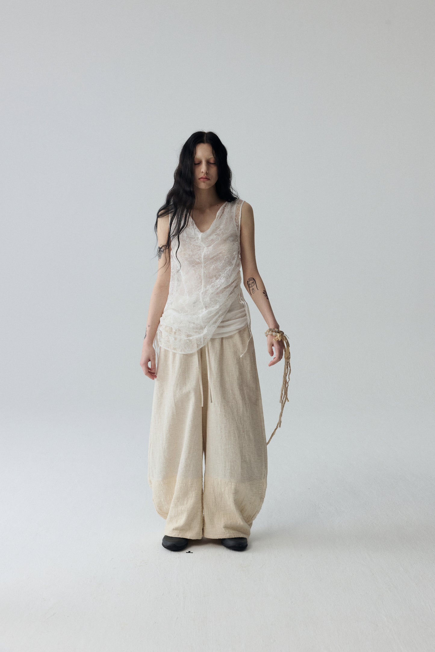 Embroidered Lace Tank Top Set