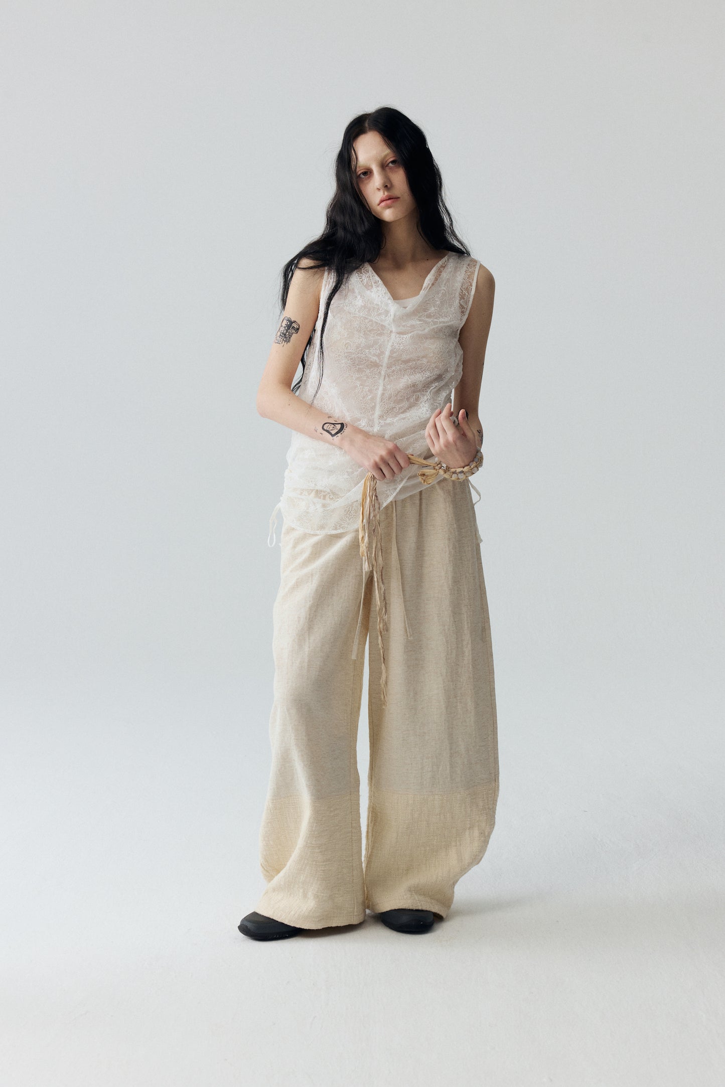 Embroidered Lace Tank Top Set