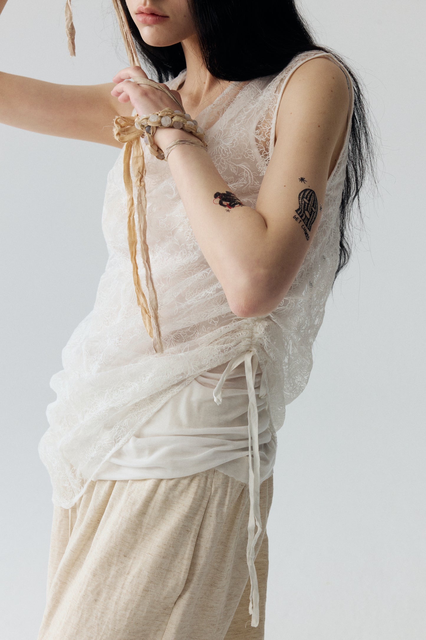 Embroidered Lace Tank Top Set