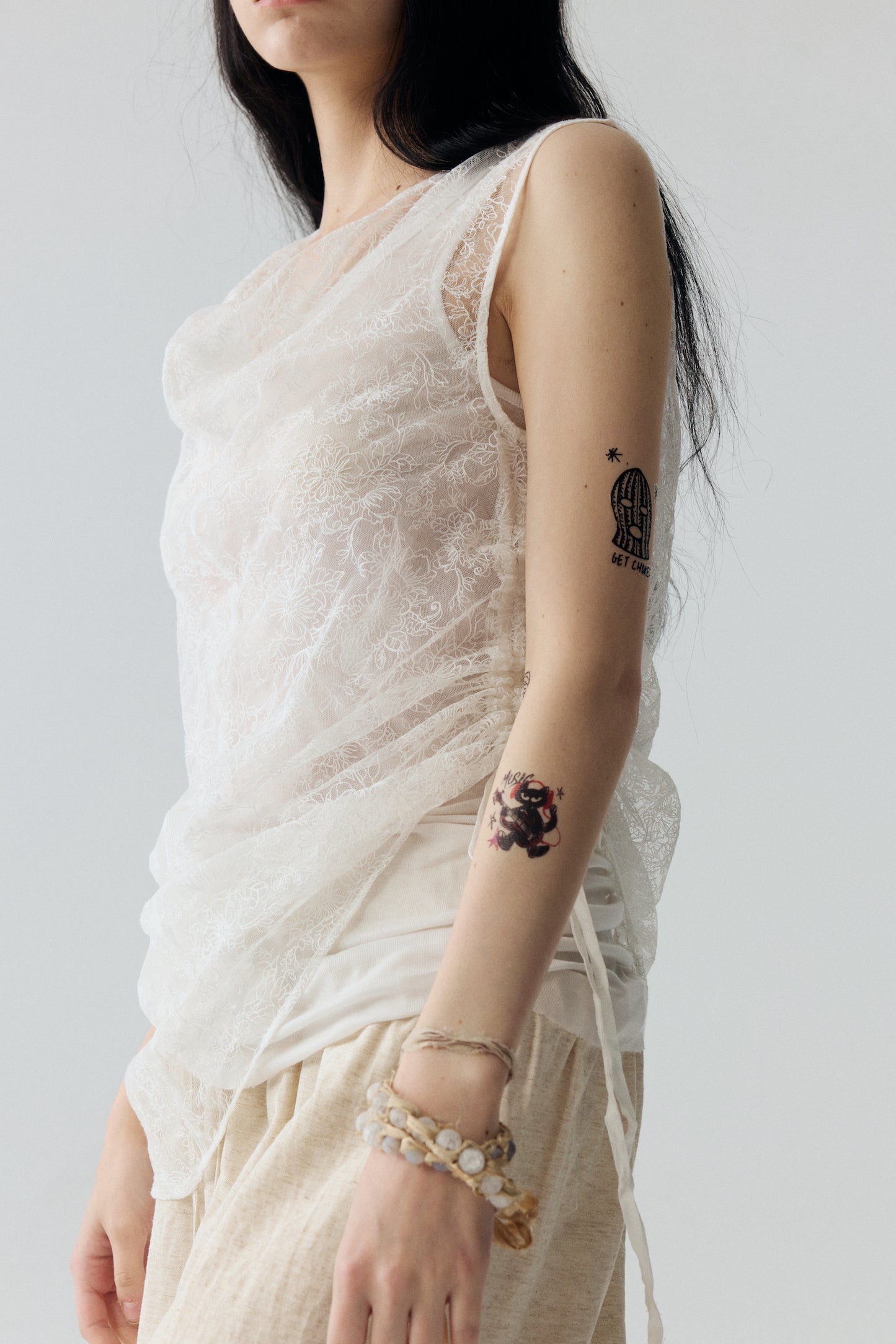 Embroidered Lace Tank Top Set