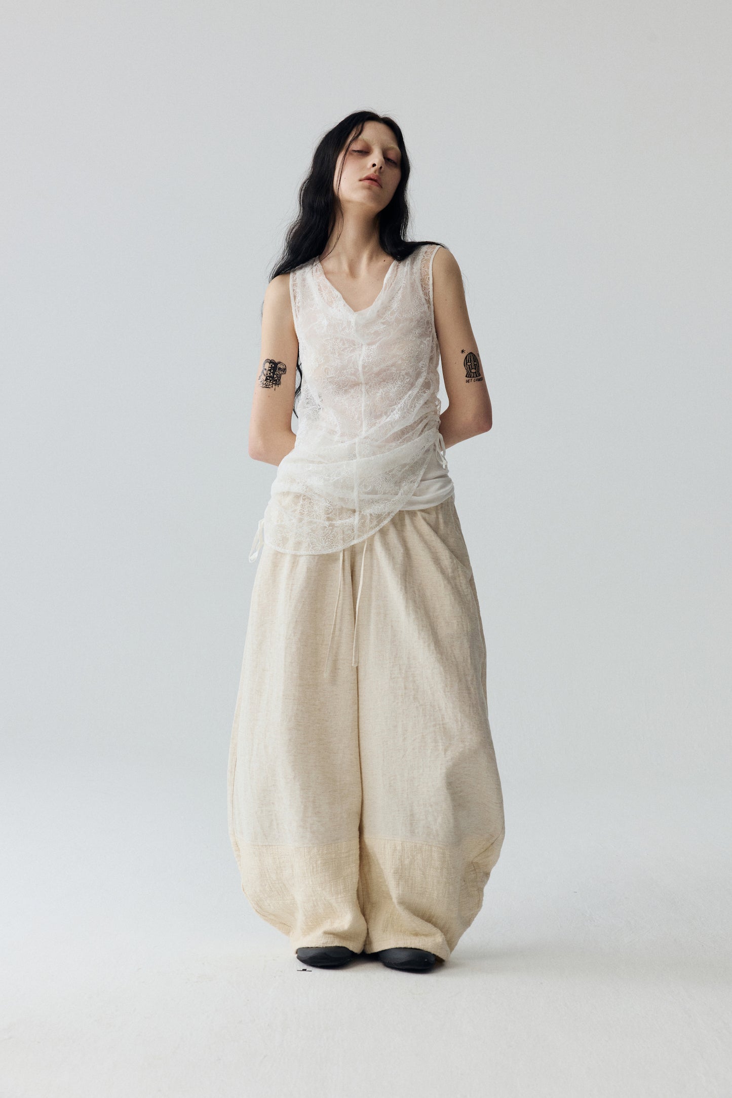 Embroidered Lace Tank Top Set