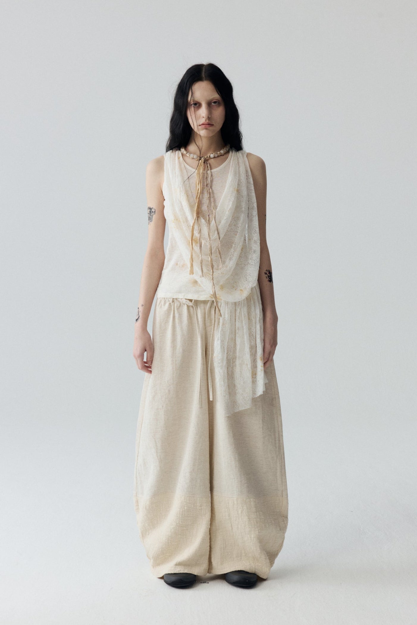 Tea-Dyed Lace Tank Top