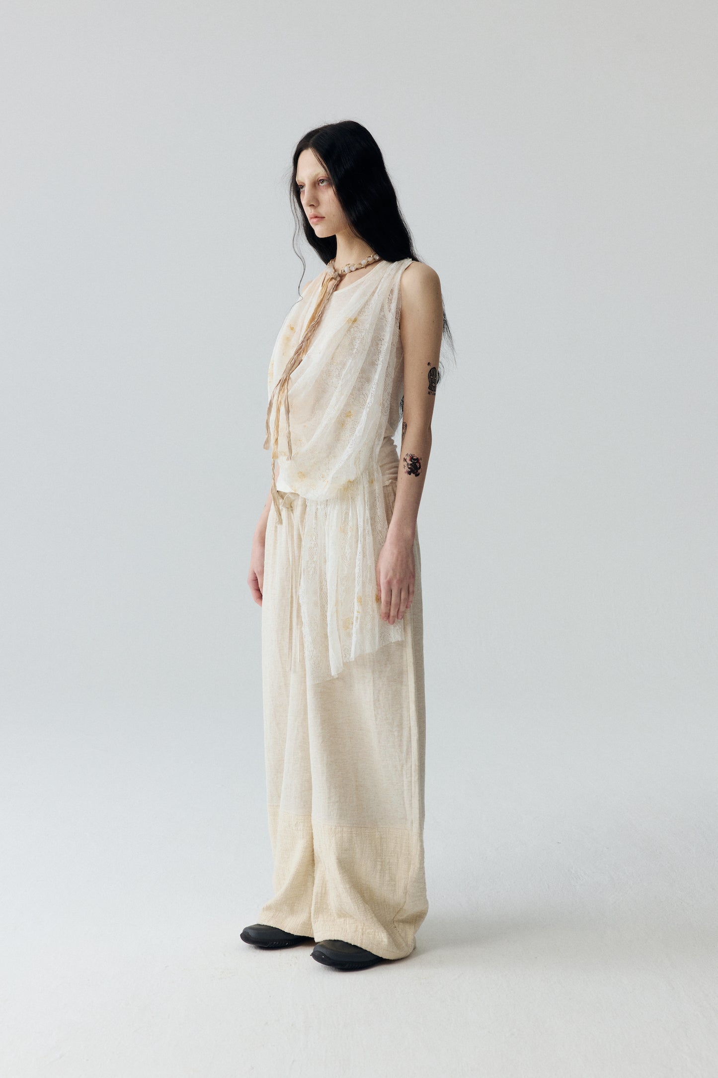 Tea-Dyed Lace Tank Top