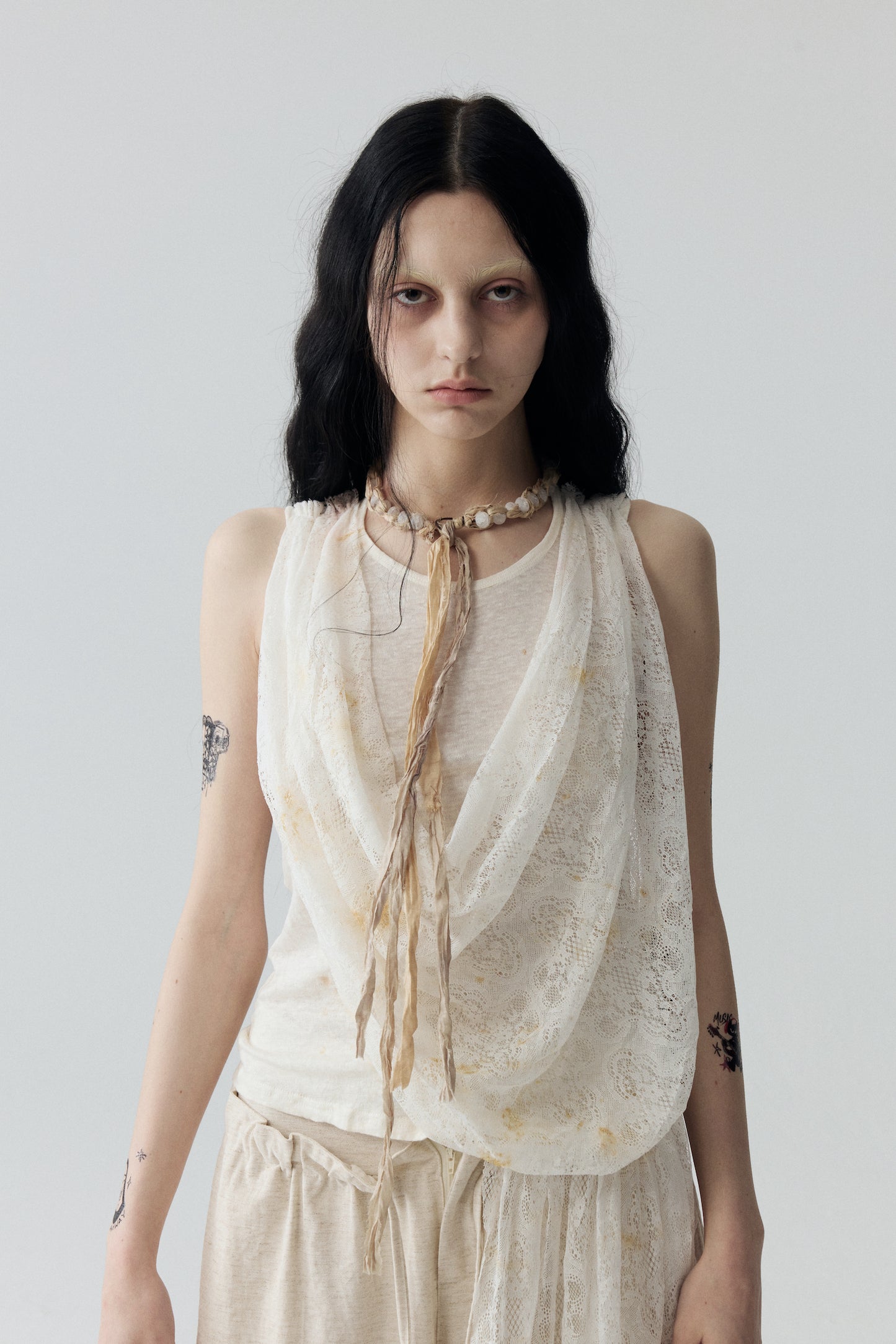 Tea-Dyed Lace Tank Top