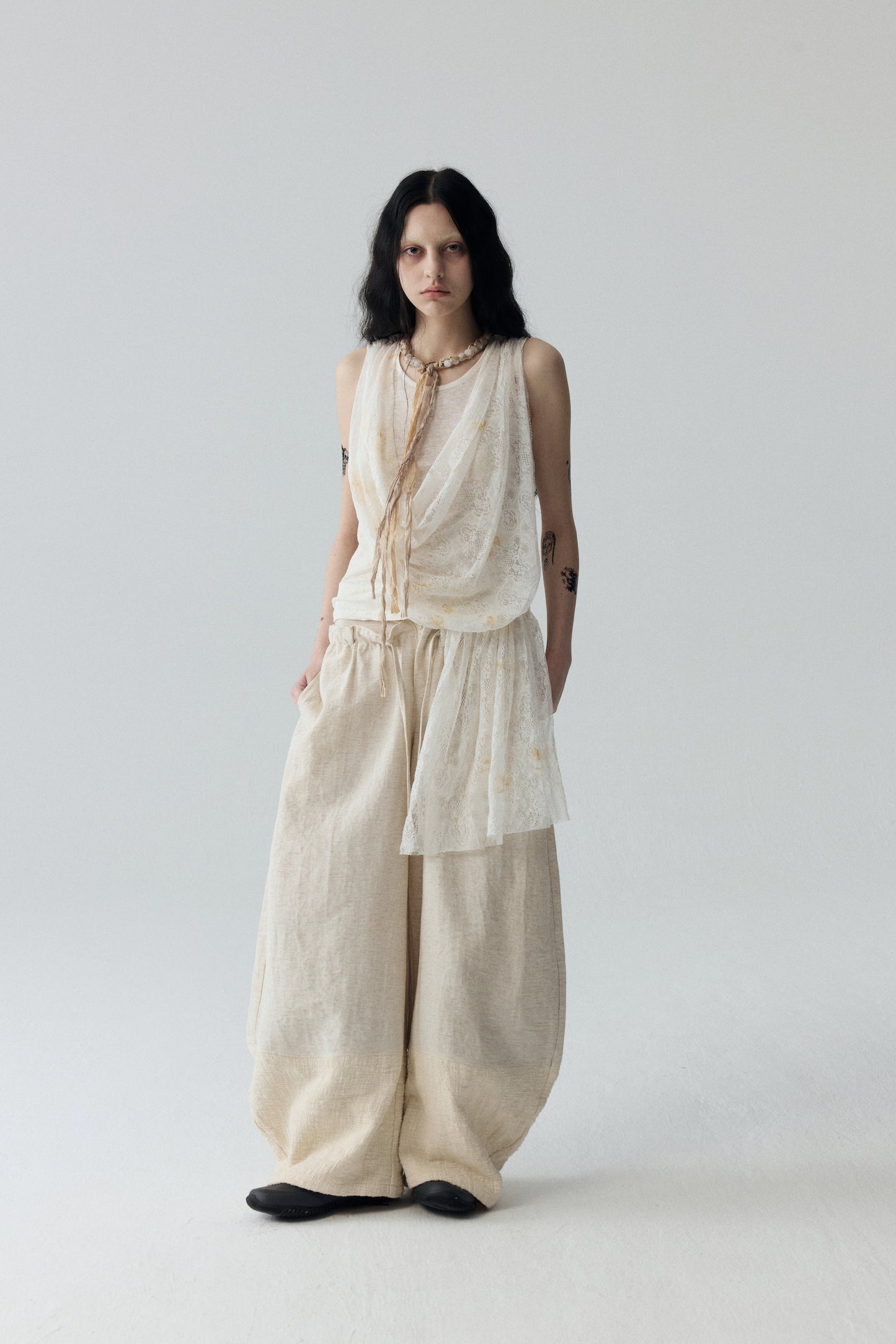 Tea-Dyed Lace Tank Top