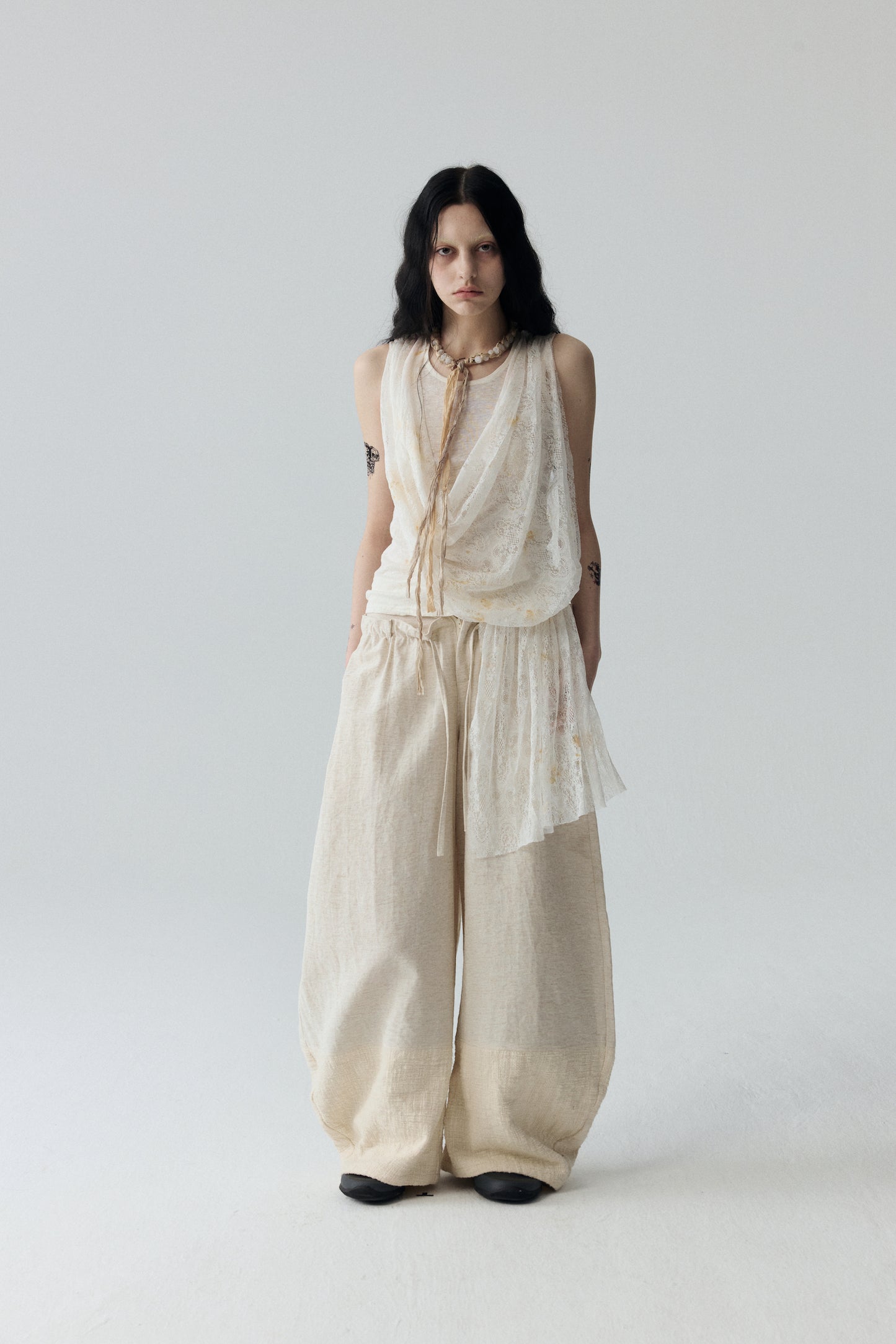 Tea-Dyed Lace Tank Top