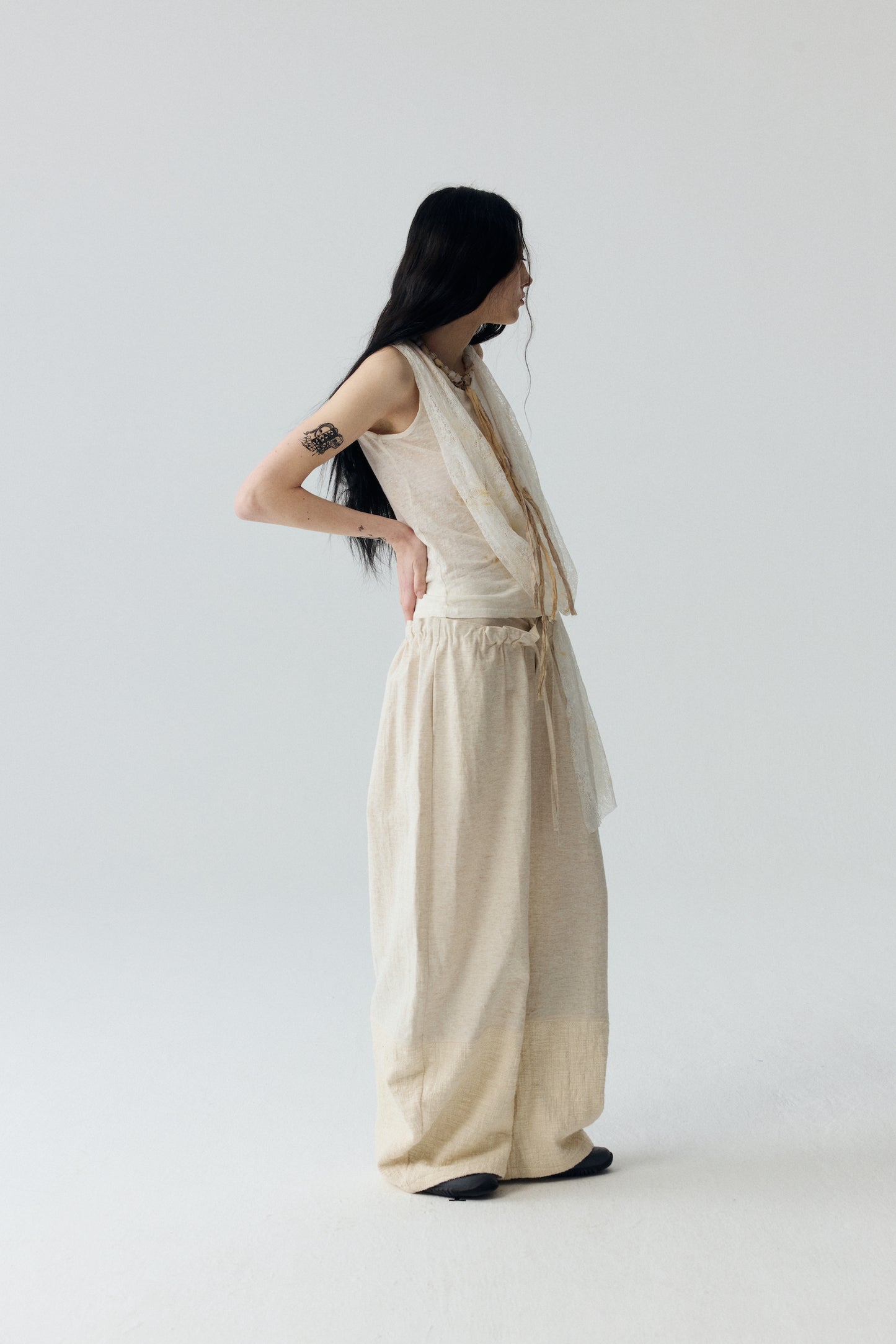 Tea-Dyed Lace Tank Top