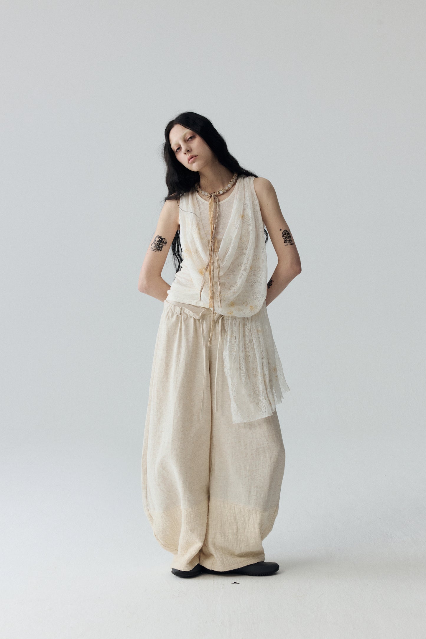 Tea-Dyed Lace Tank Top