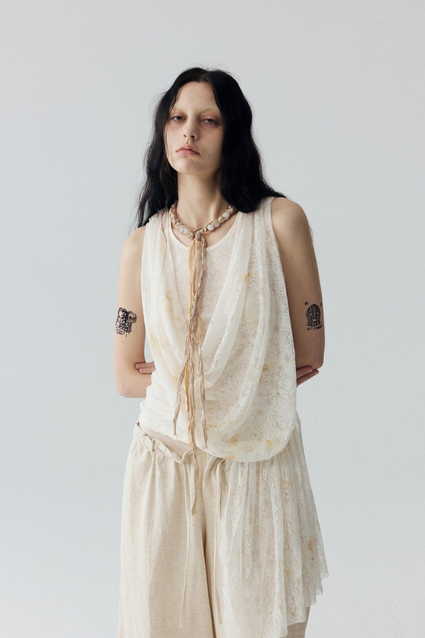 Tea-Dyed Lace Tank Top