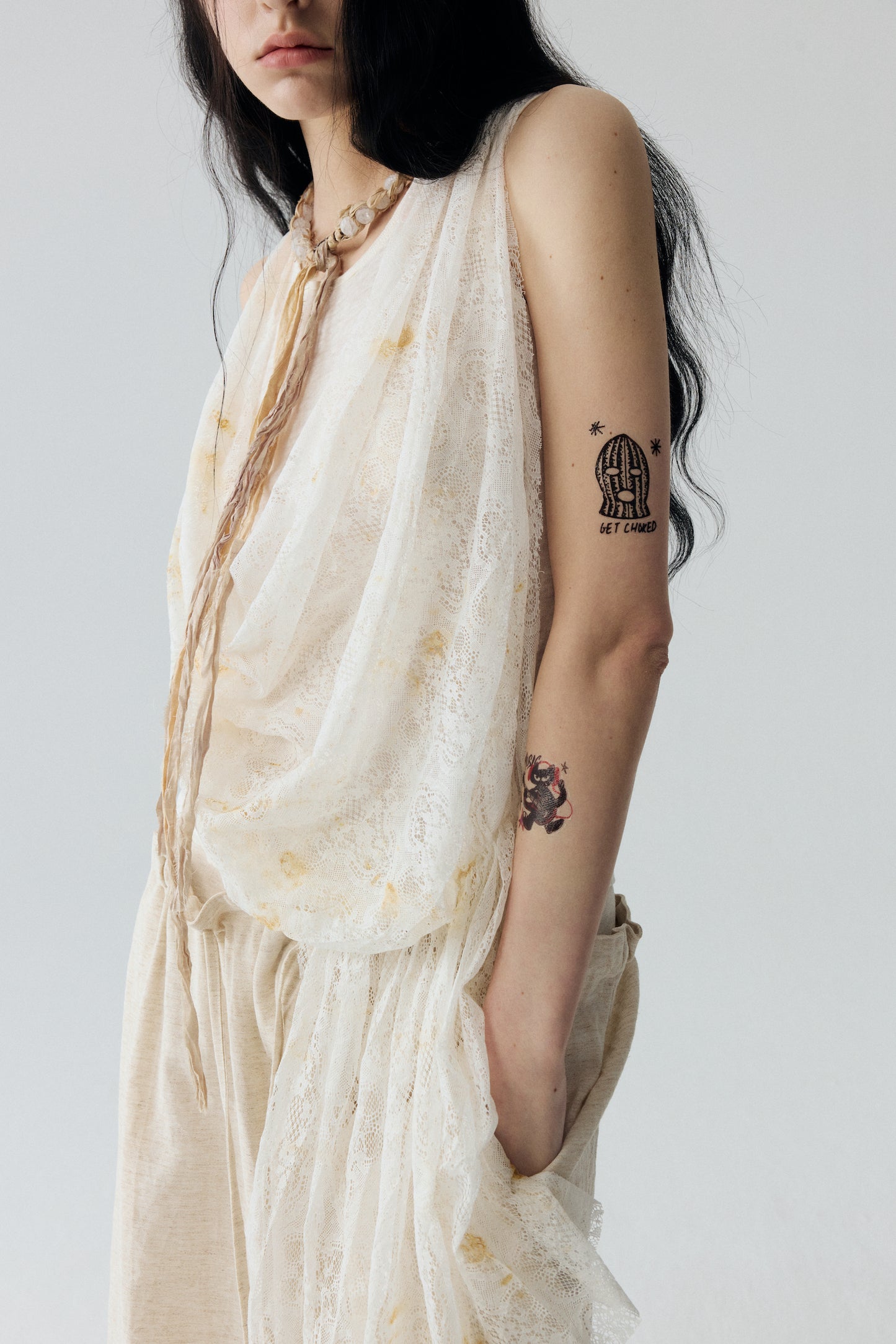 Tea-Dyed Lace Tank Top