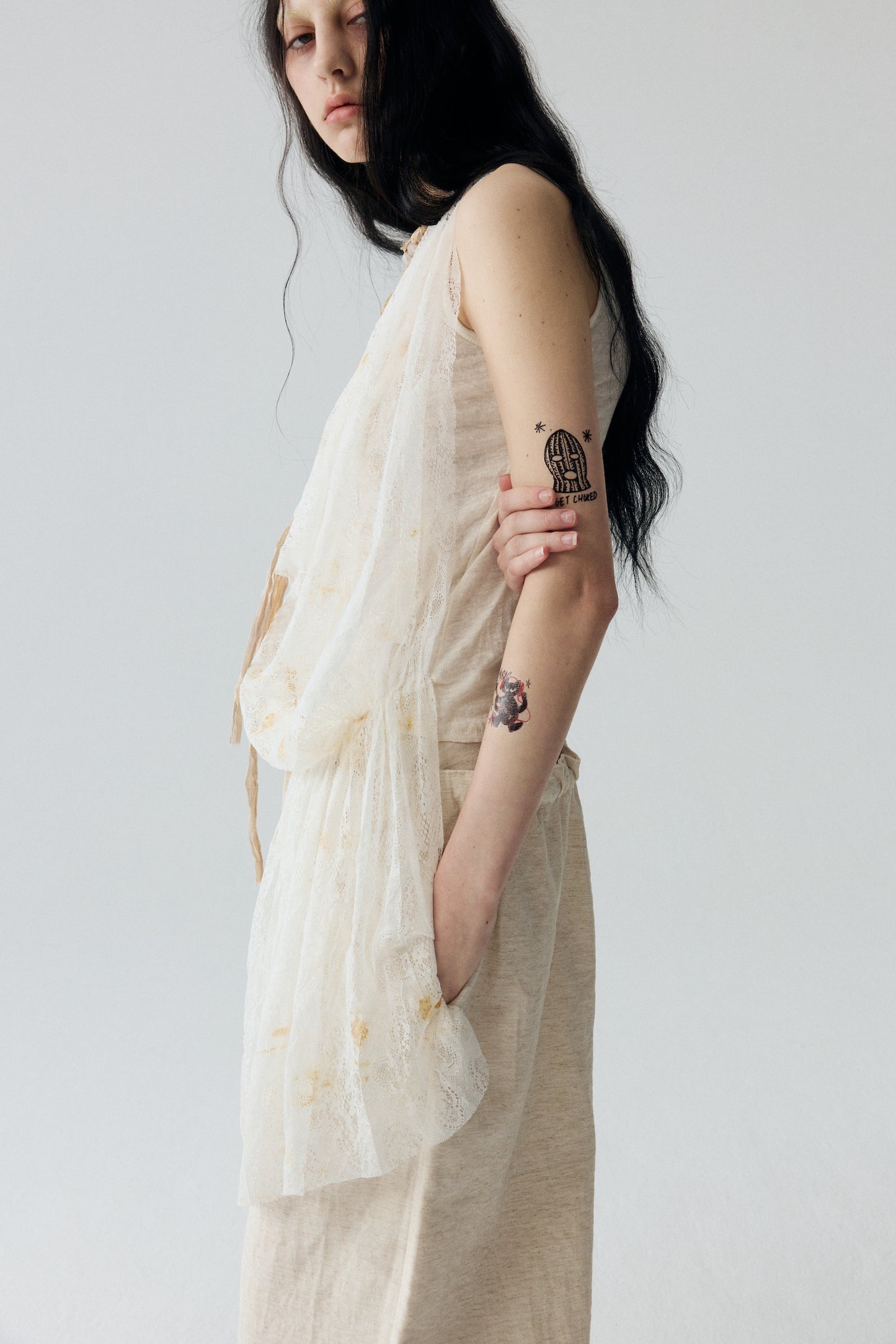 Tea-Dyed Lace Tank Top