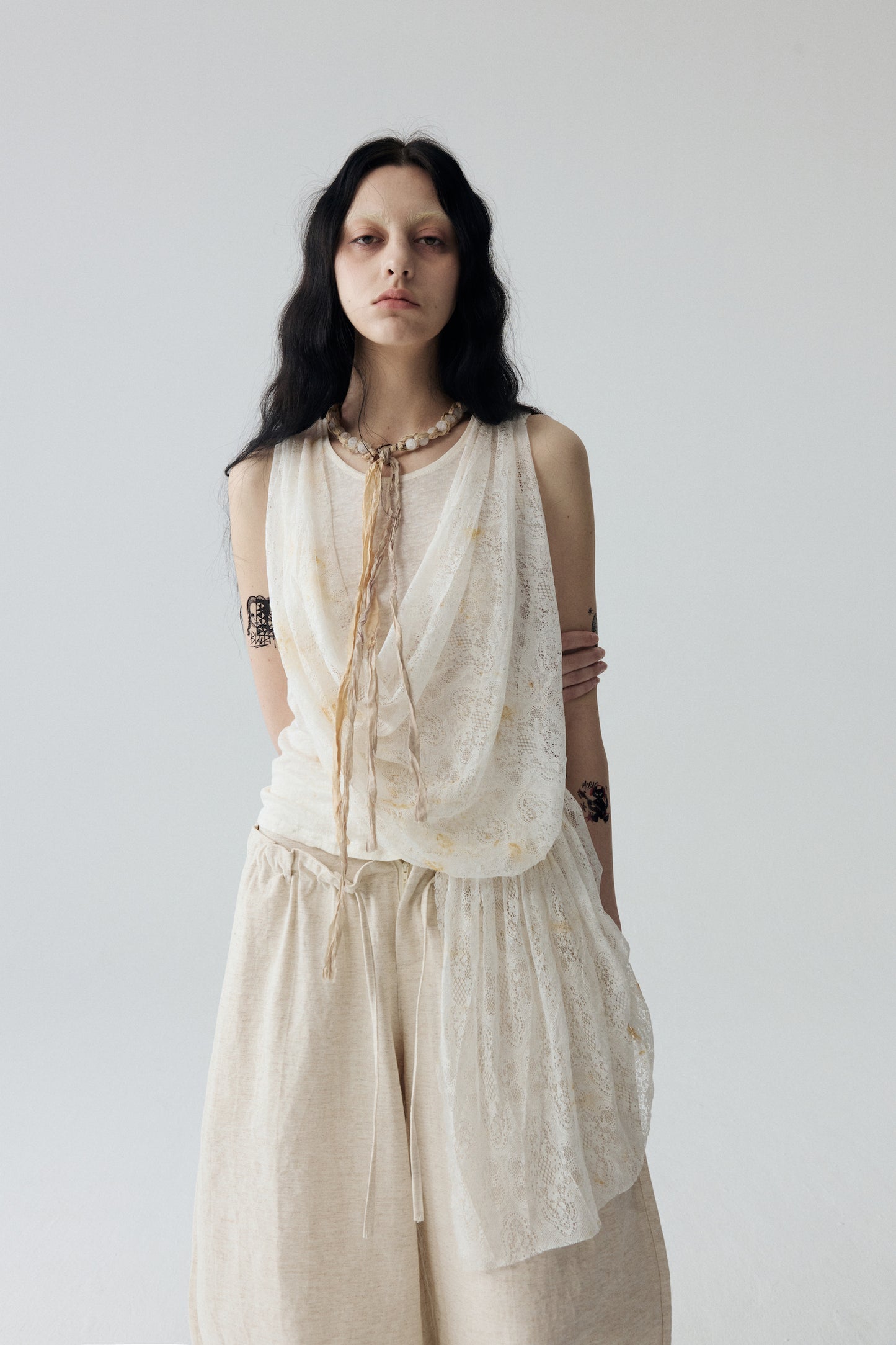 Tea-Dyed Lace Tank Top