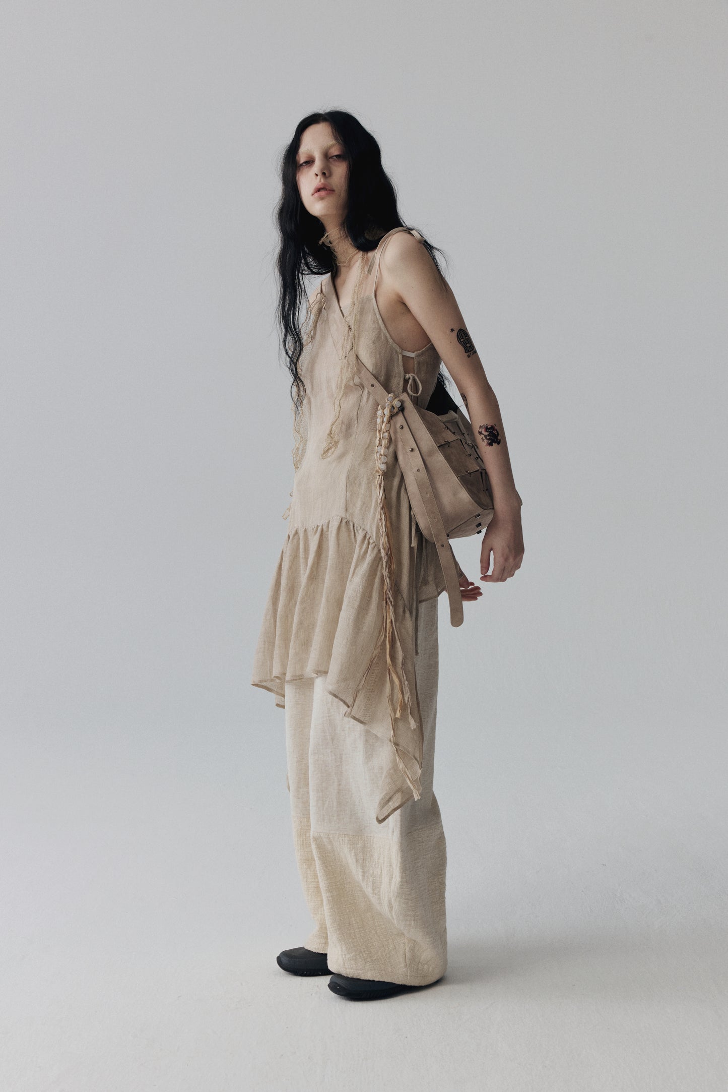 Grey Pink Suede Leather Crossbody Bag(Median)