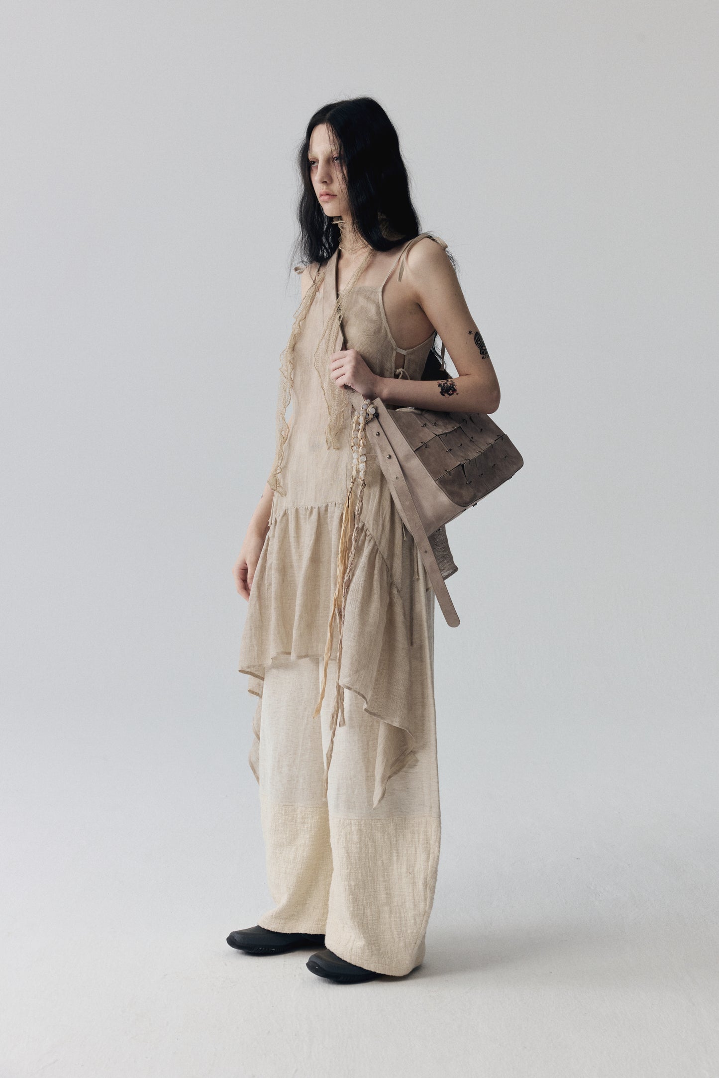 Grey Pink Suede Leather Crossbody Bag(Median)