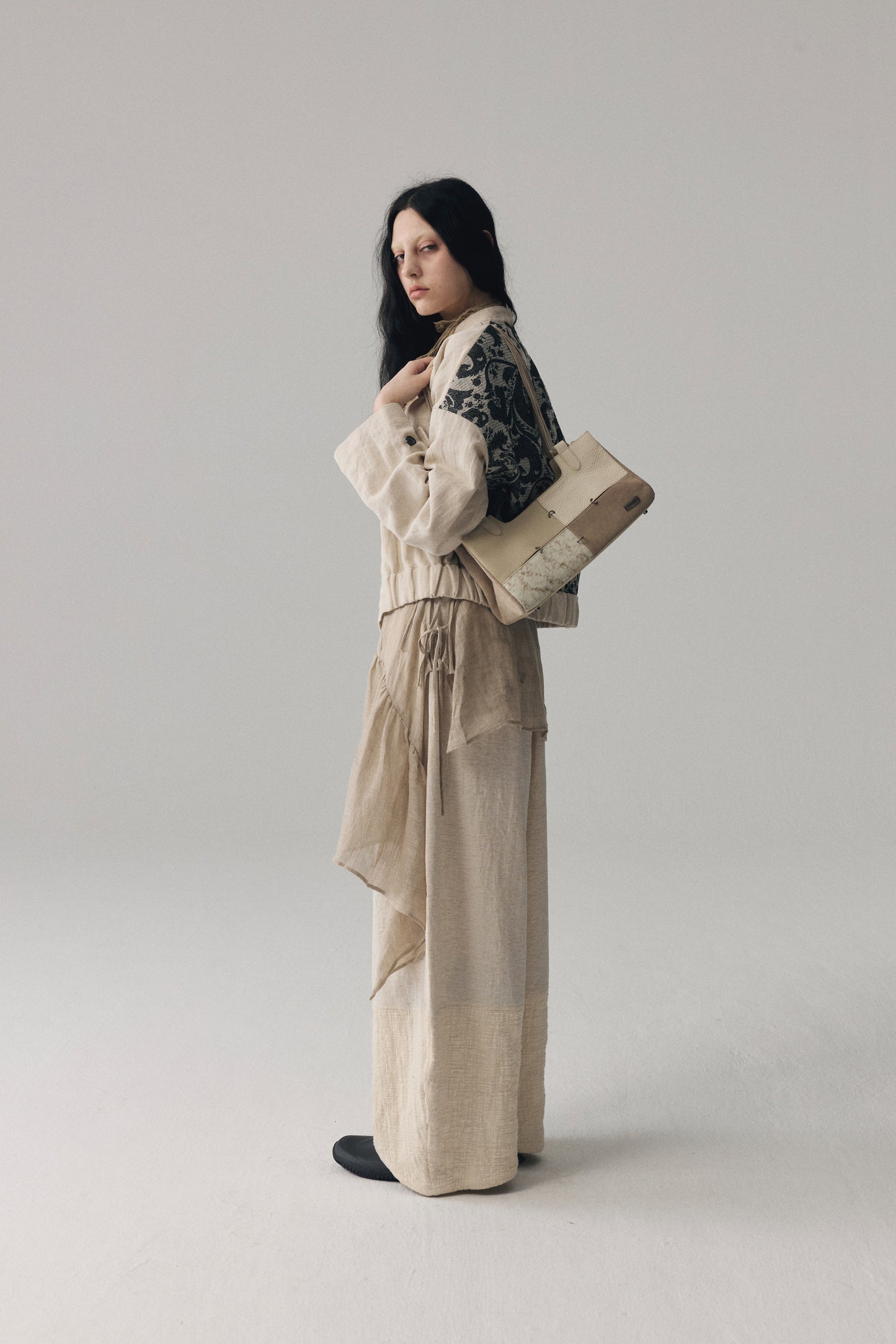 Patchwork Leather Boston Bag