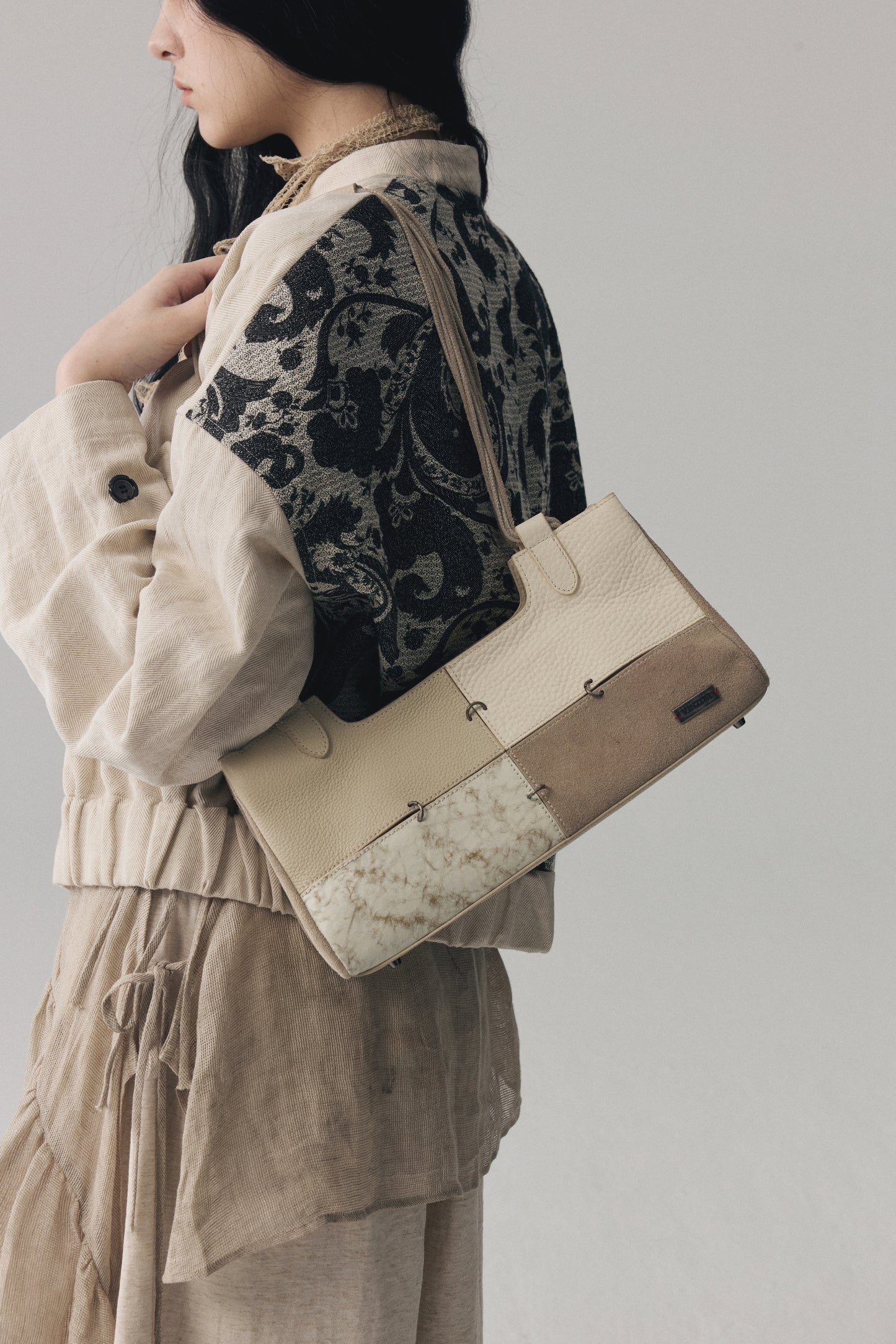 Patchwork Leather Boston Bag