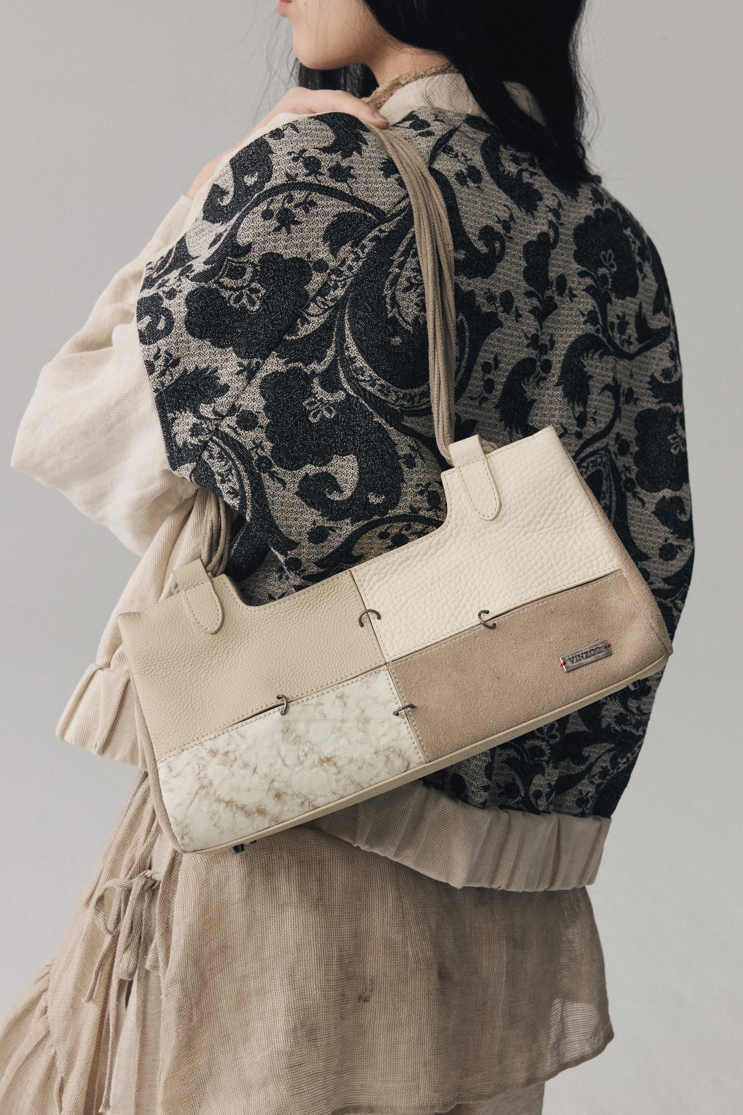 Patchwork Leather Boston Bag