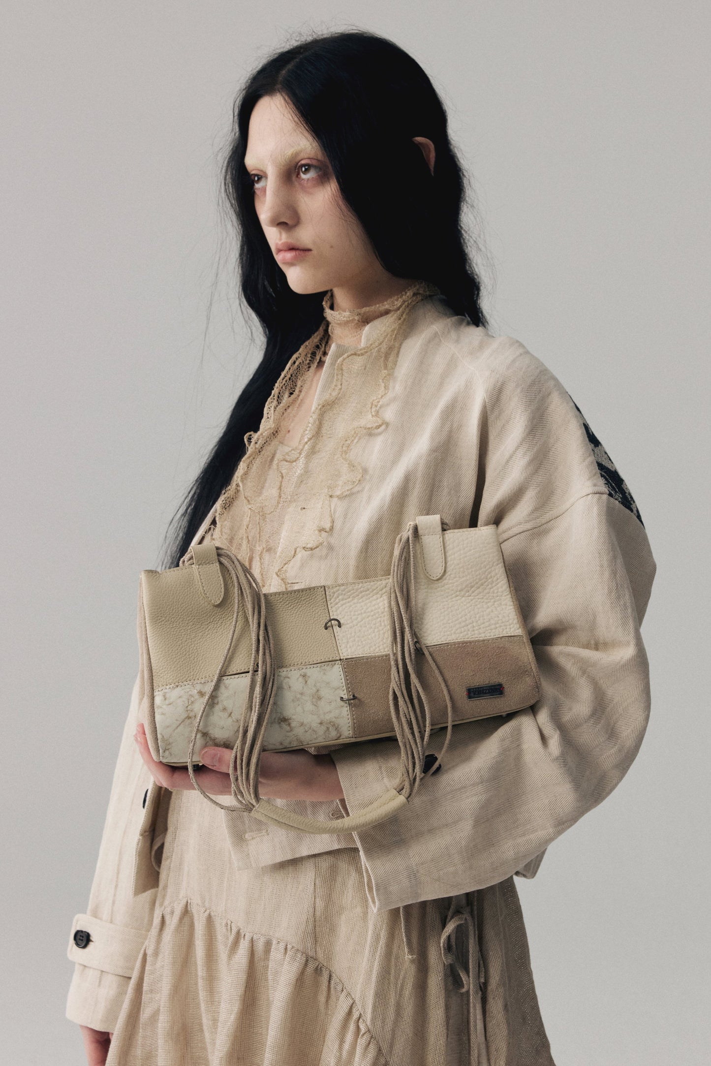 Patchwork Leather Boston Bag