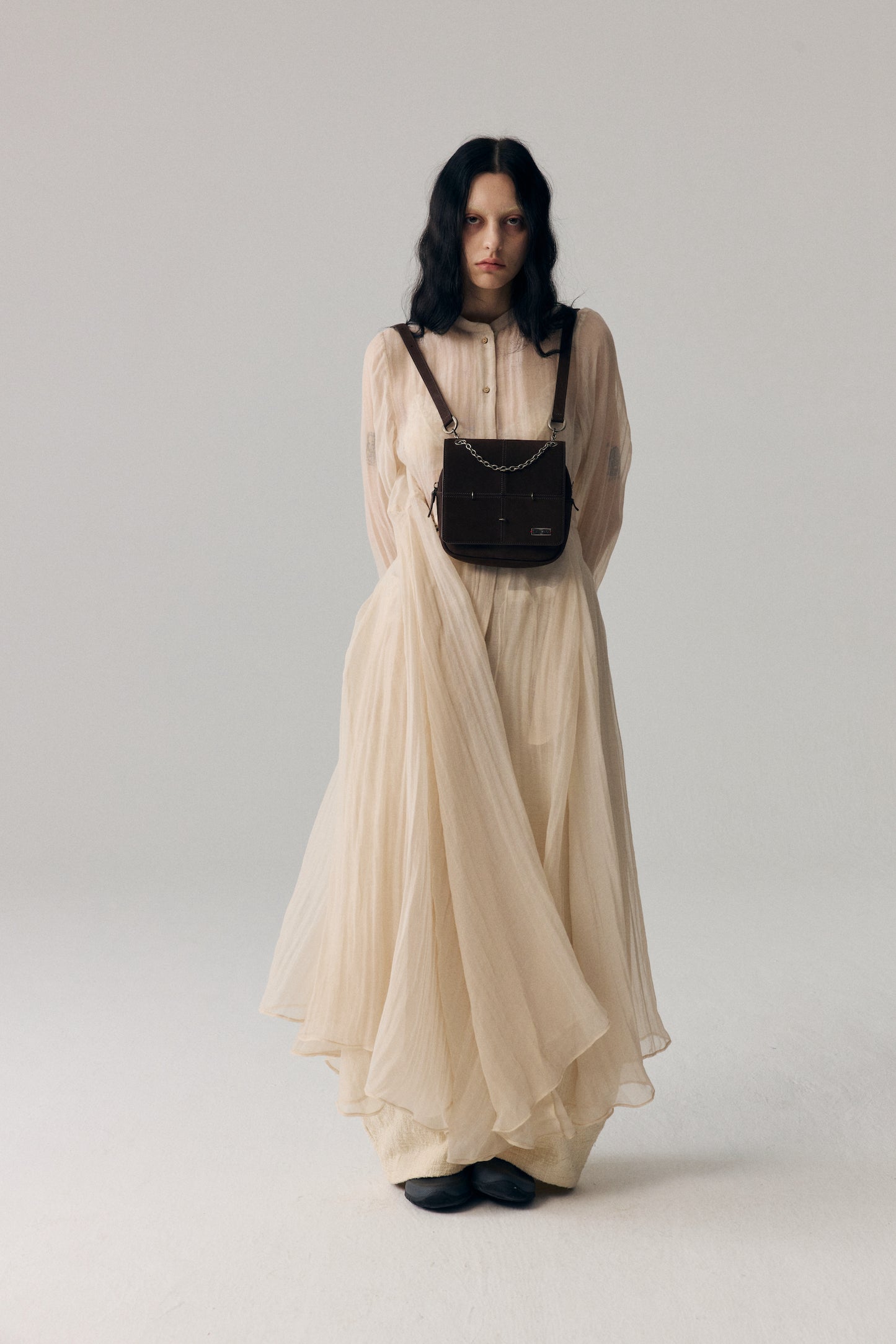 Square Otaiko Backpack(Dark brown/Black)