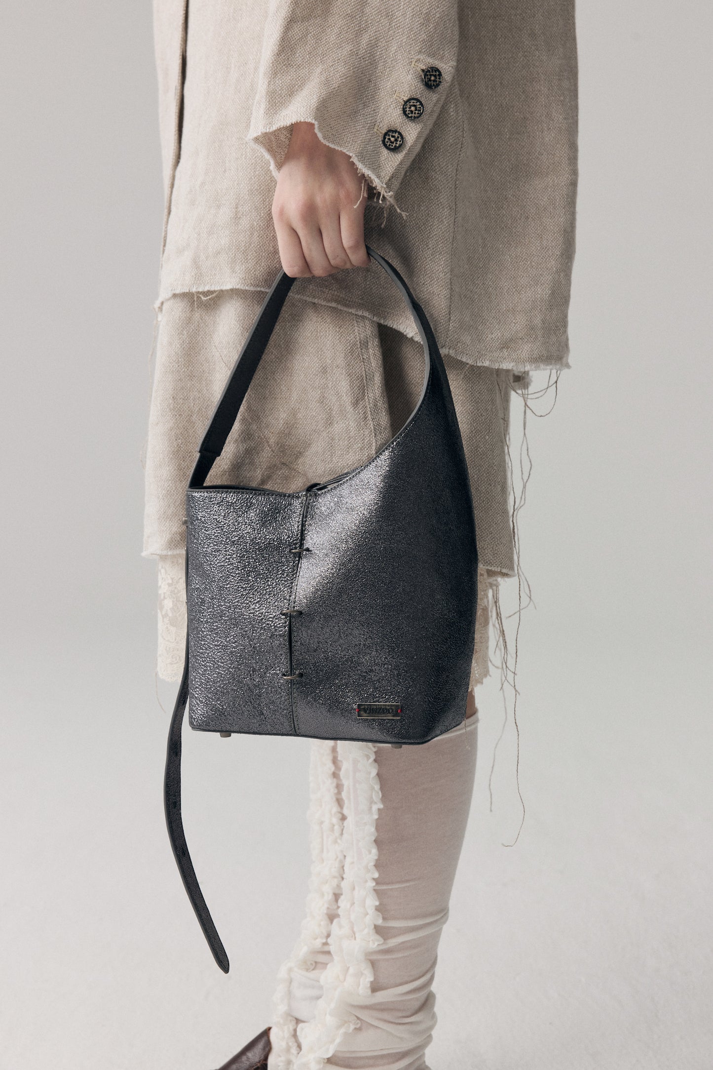 Silver Bucket Bag