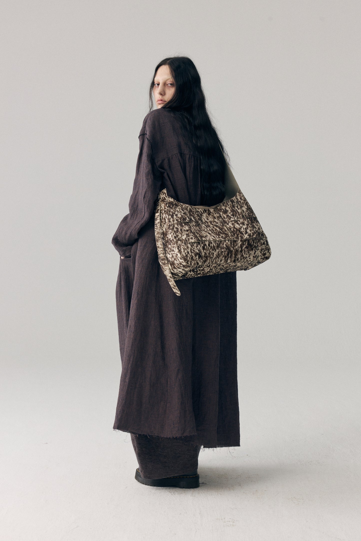 Splattered Horsehair Crossbody Bag(Large)