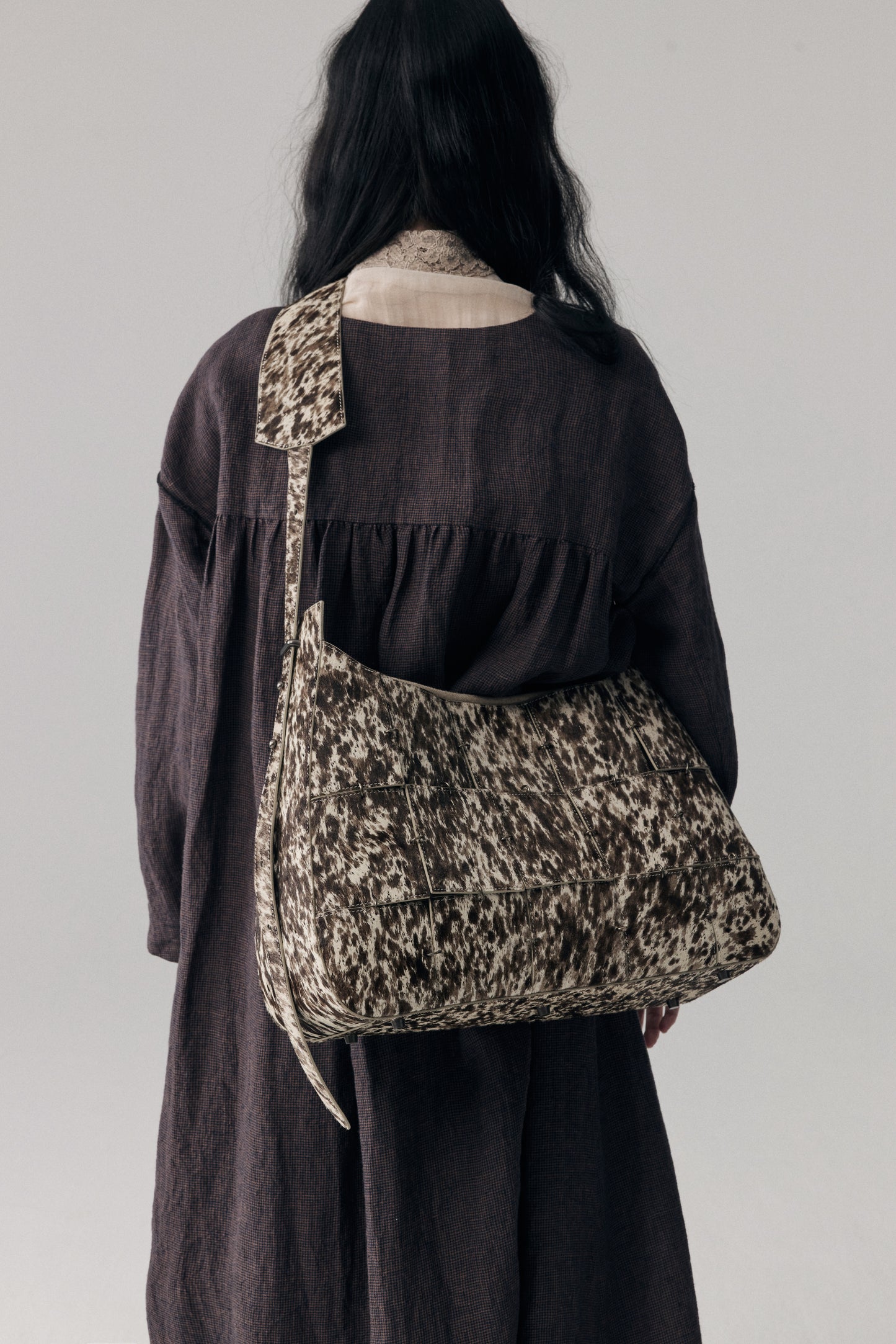 Splattered Horsehair Crossbody Bag(Large)