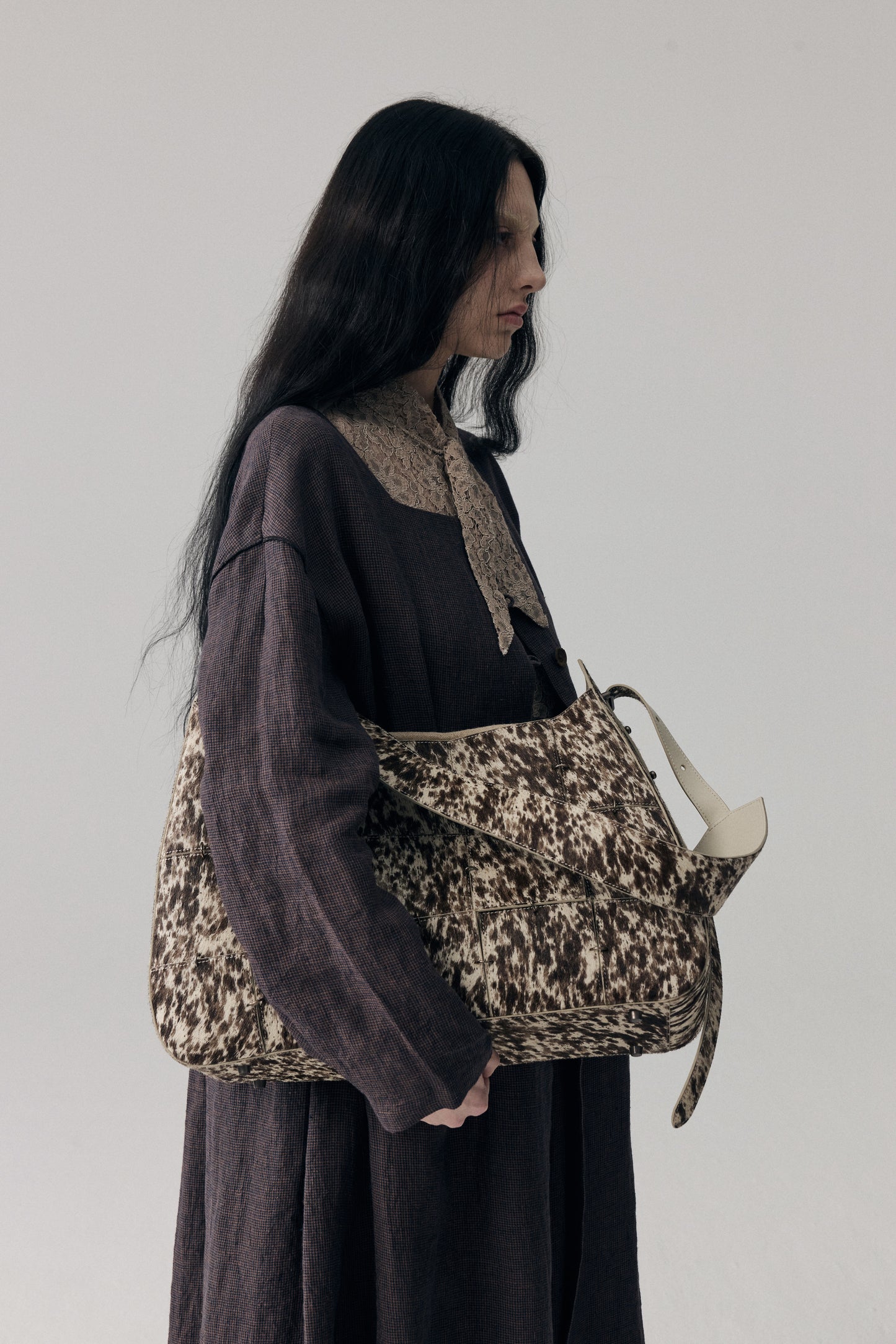 Splattered Horsehair Crossbody Bag(Large)