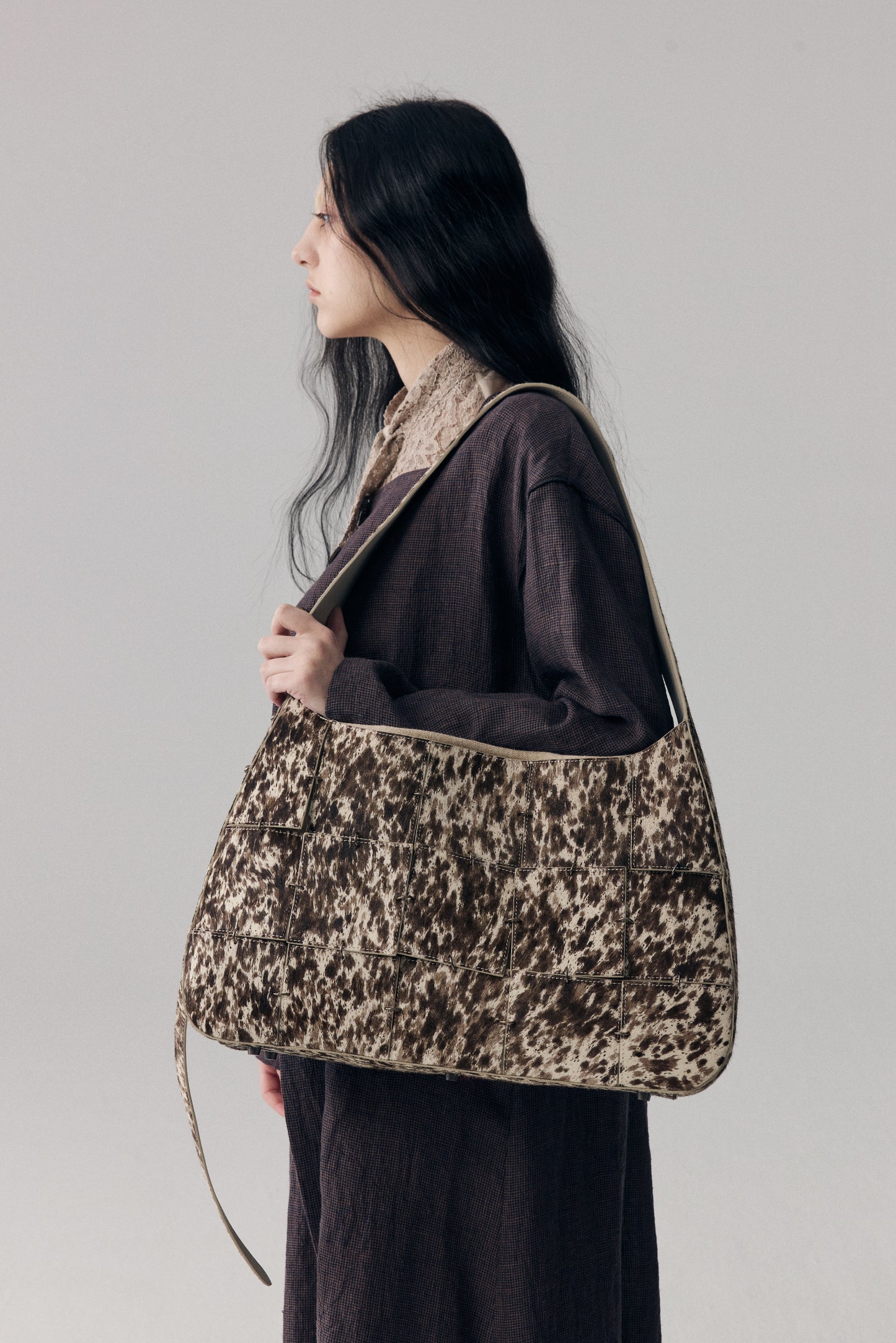 Splattered Horsehair Crossbody Bag(Large)