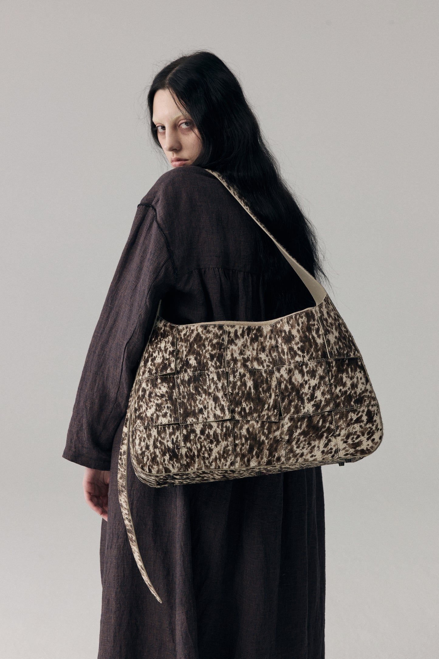 Splattered Horsehair Crossbody Bag(Large)