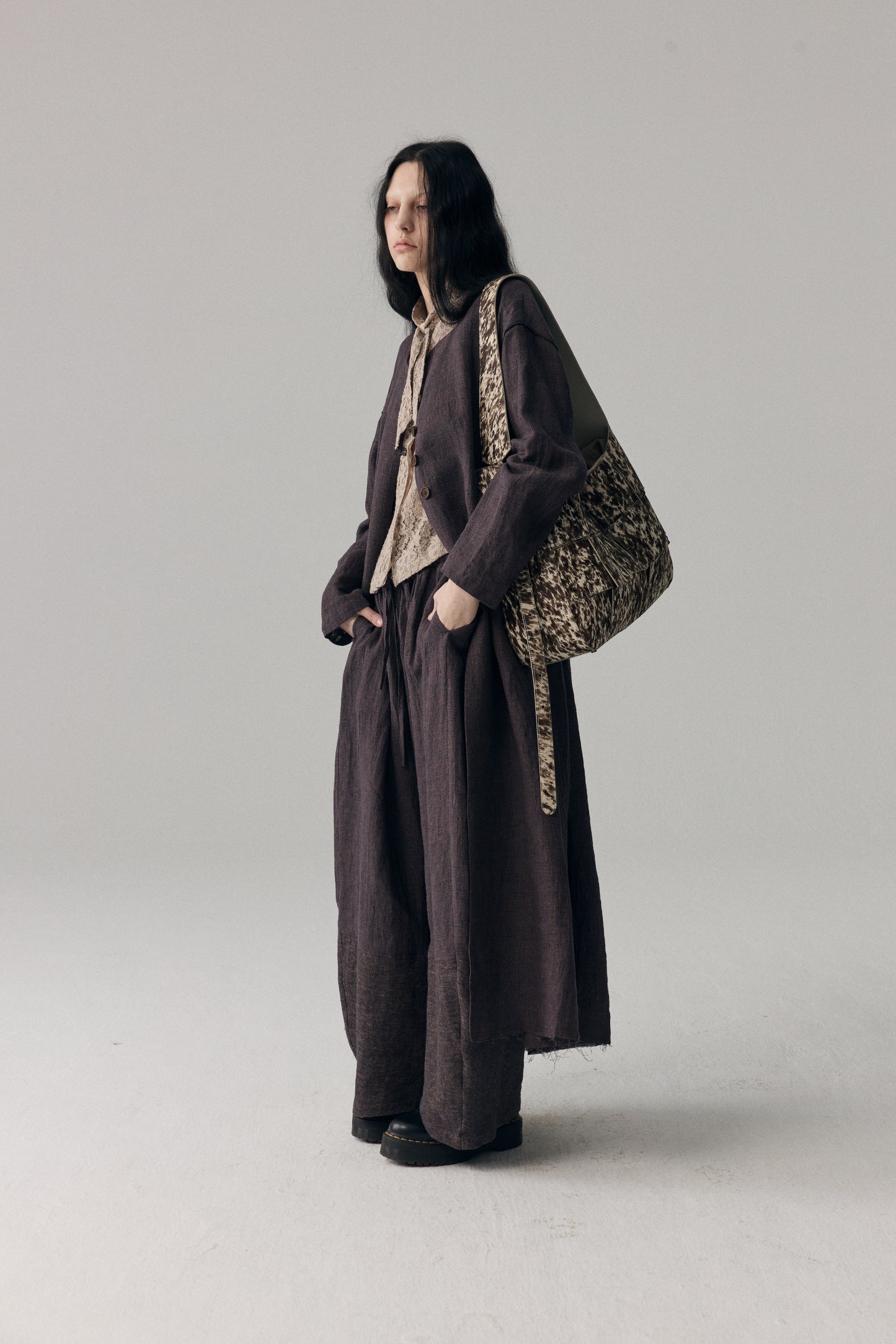 Splattered Horsehair Crossbody Bag(Large)