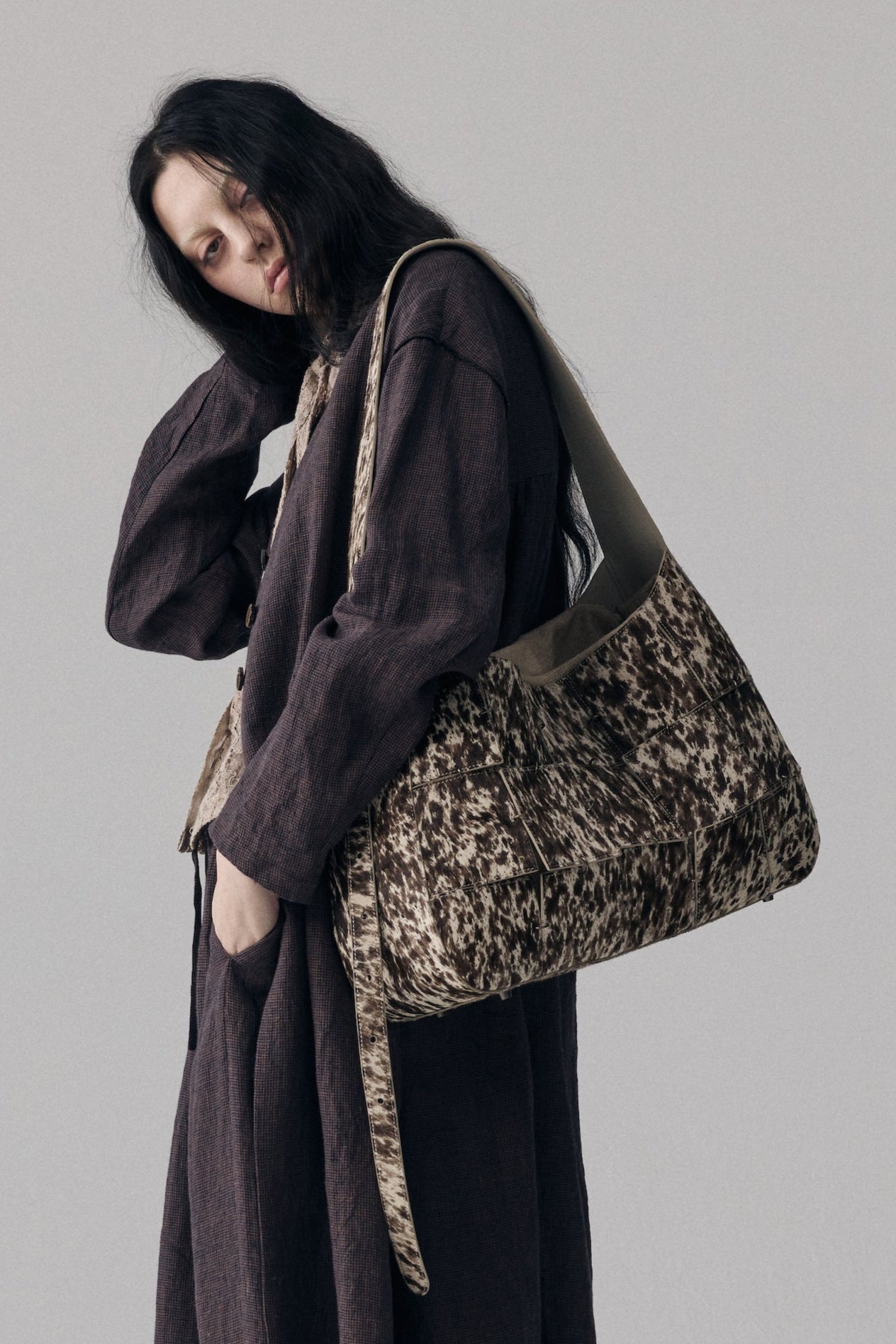 Splattered Horsehair Crossbody Bag(Large) - Main Image