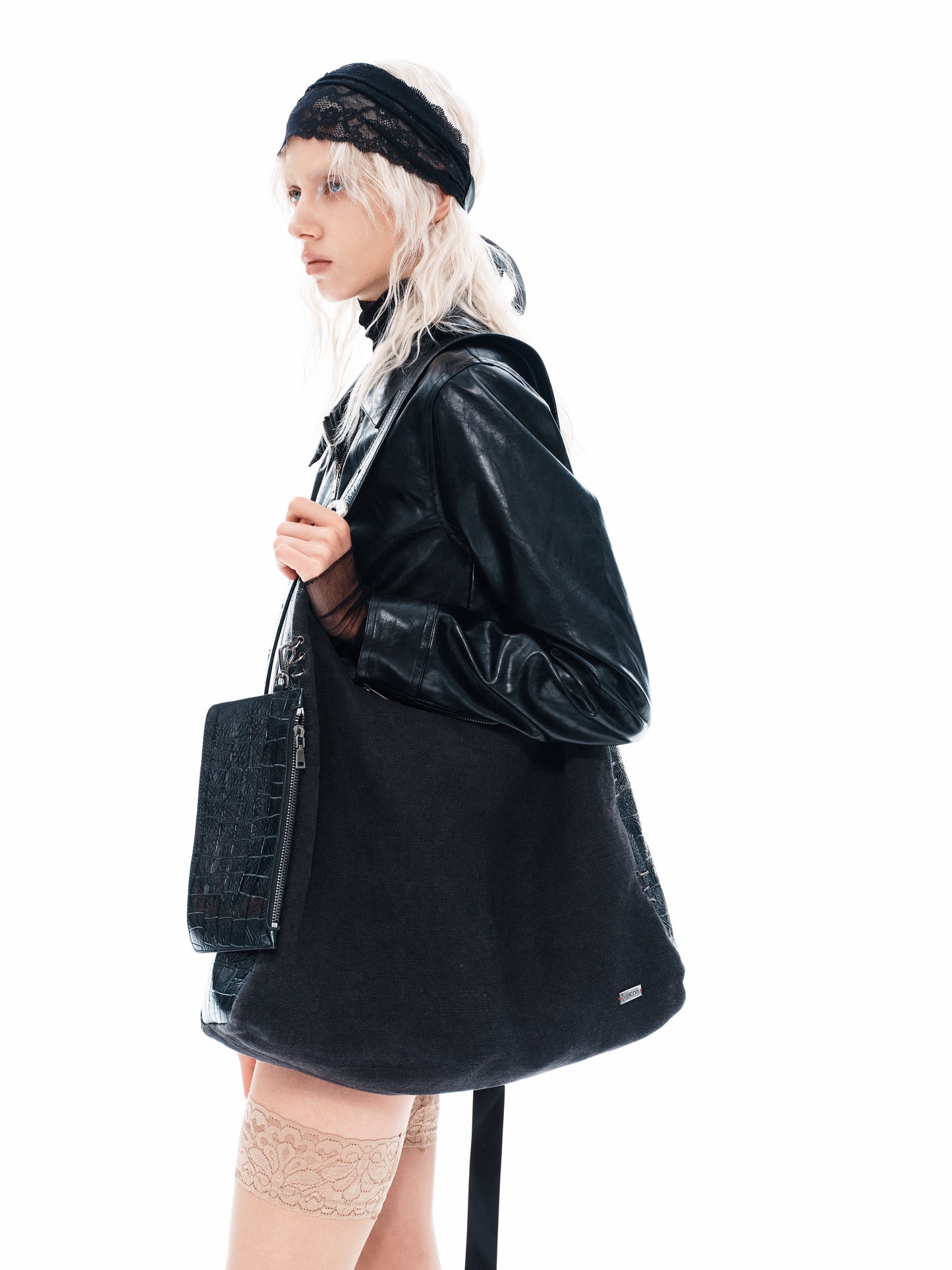 Linen-Canvas & Leather Tote Bag