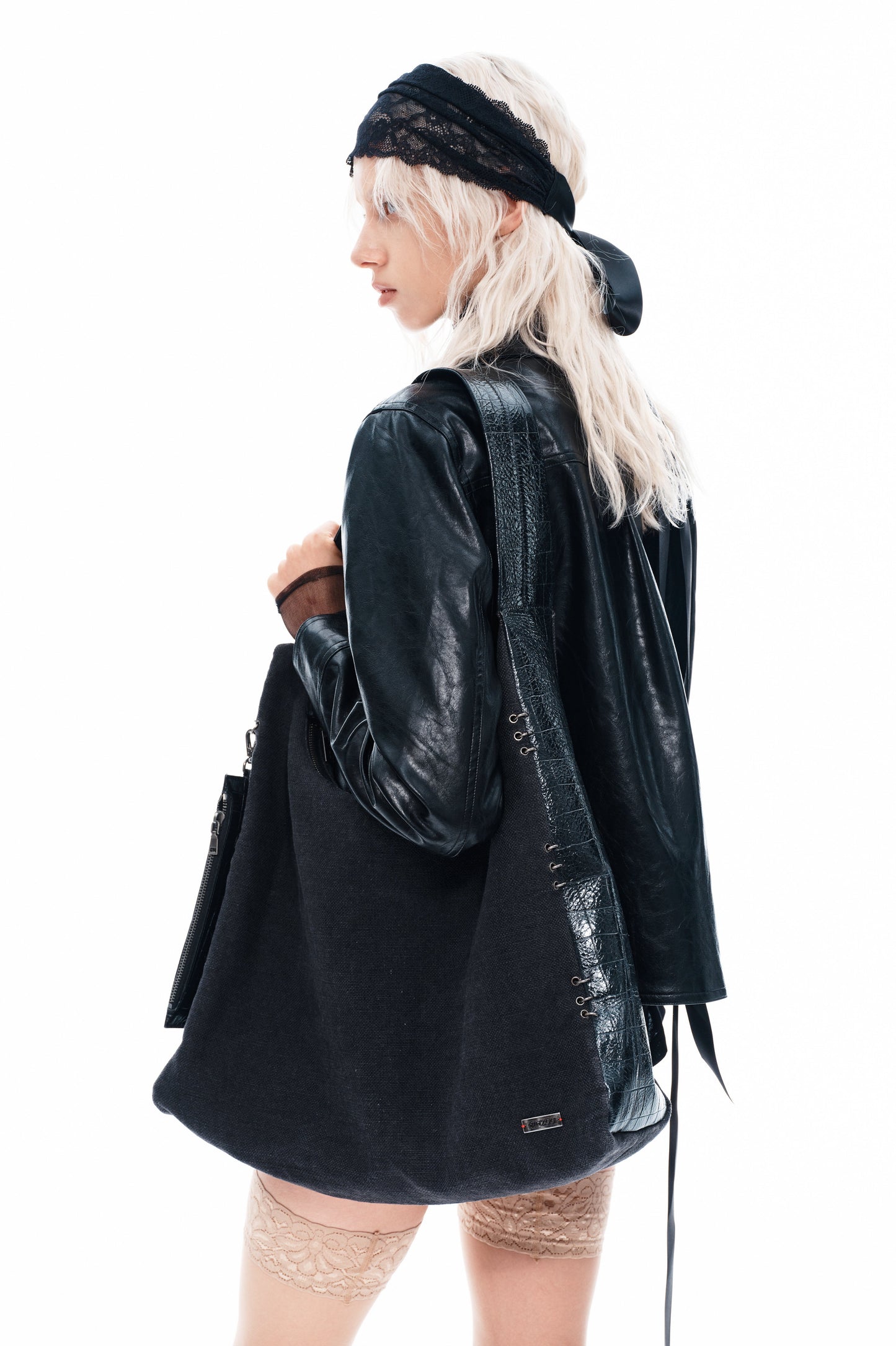 Linen-Canvas & Leather Tote Bag