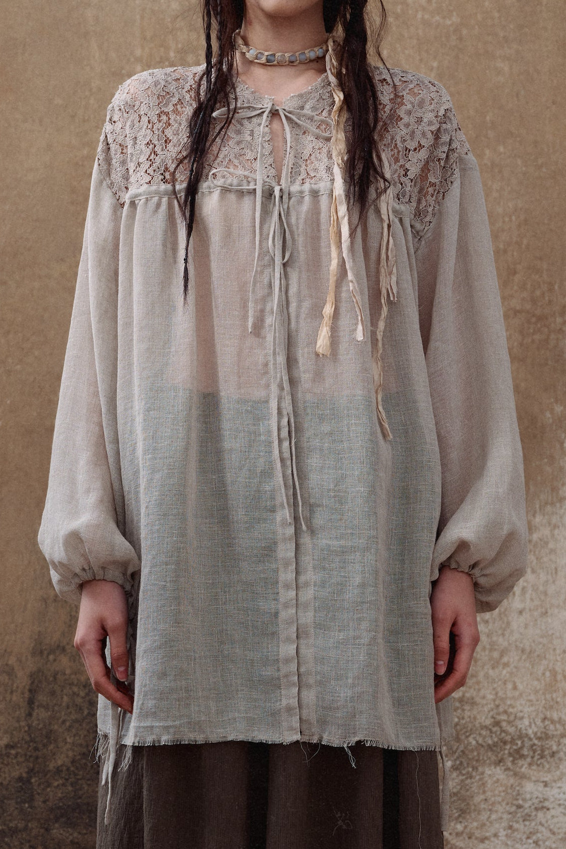Linen Lace Panel Shirt – VINZOO STUDIO